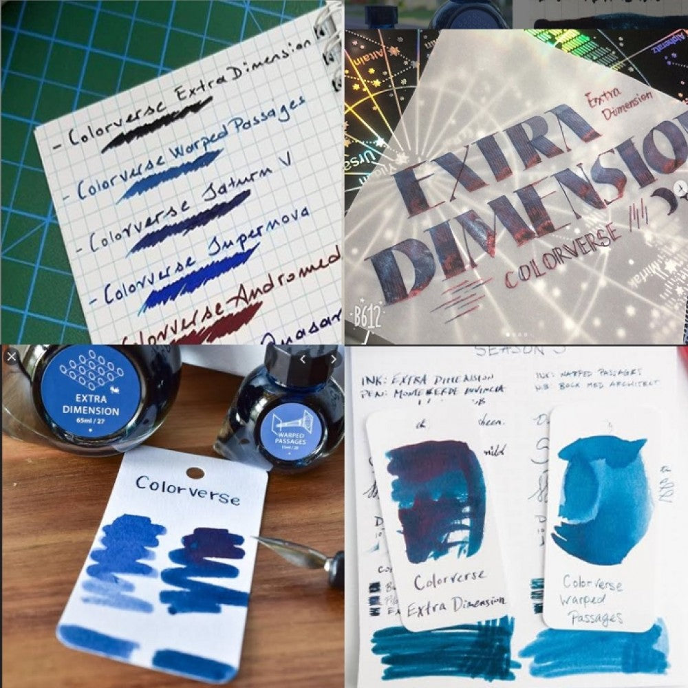 Colorverse | Multiverse Series | Season 3 | Fountain Pen Ink | Extra Dimension | Dark Blue | 65ml and 15ml | 2 Bottle Set - penpencilink