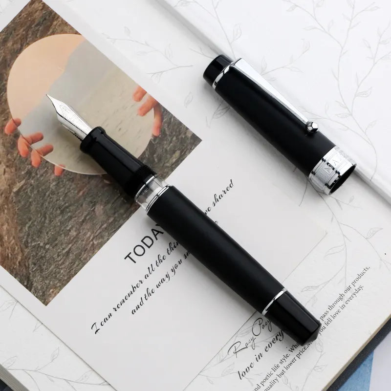 Moonman T5 Piston Fountain Pen – Matte Black, Large Ink Capacity, Resin Body, Fine/Medium/Extra Fine Nib, Gift Box Included