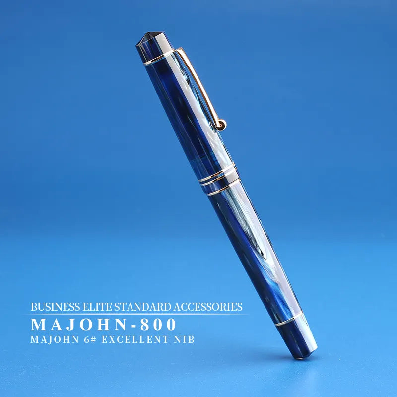 Moonman M800 Blue Acrylic Fountain Pen – Fine Nib, Vintage Design, Converter Included