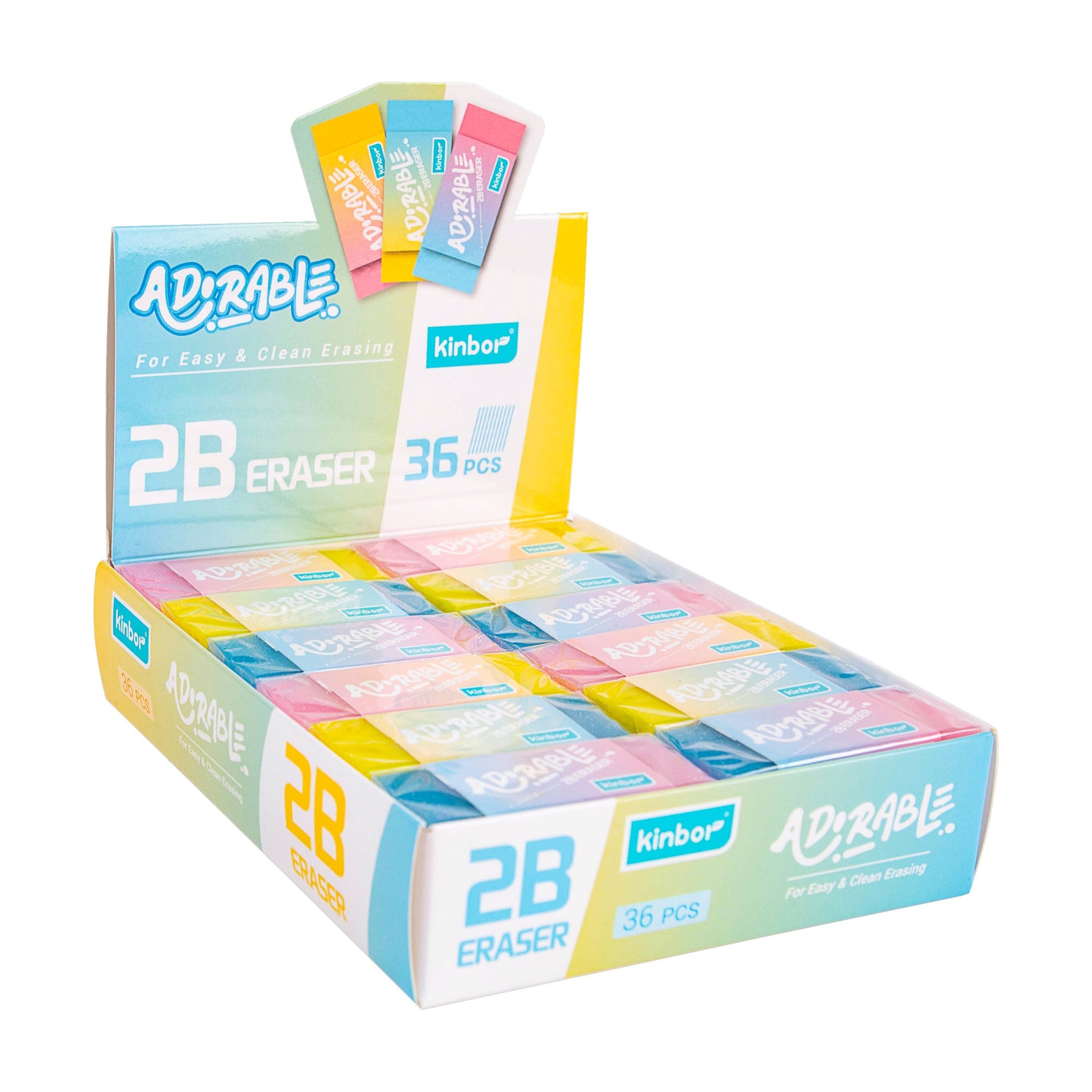 Kinbor Adorable 2B Eraser | Soft & Smudge-Free Erasing for School, Office & Art