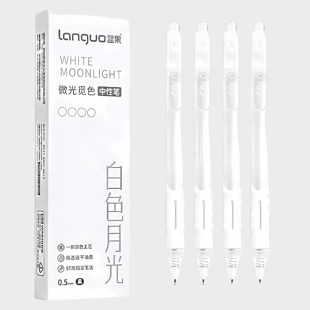 Languo | Gel Pen | 0.5mm | White Moonlight | Pack of 4 Pens | LG-43270-1