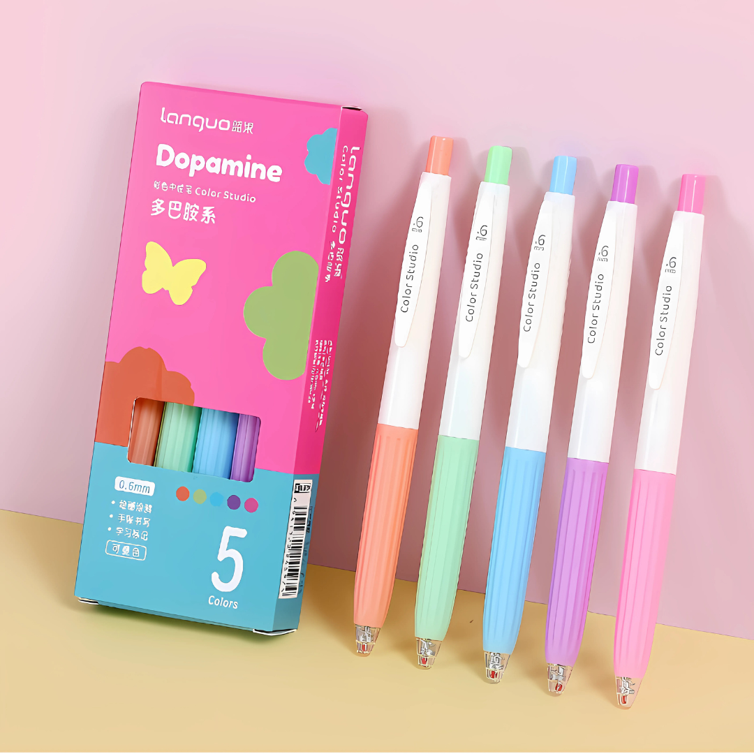 Languo | Gel Pen | 0.6mm | Color Studio | Dopamine | Pack of 5 Pens | U6008
