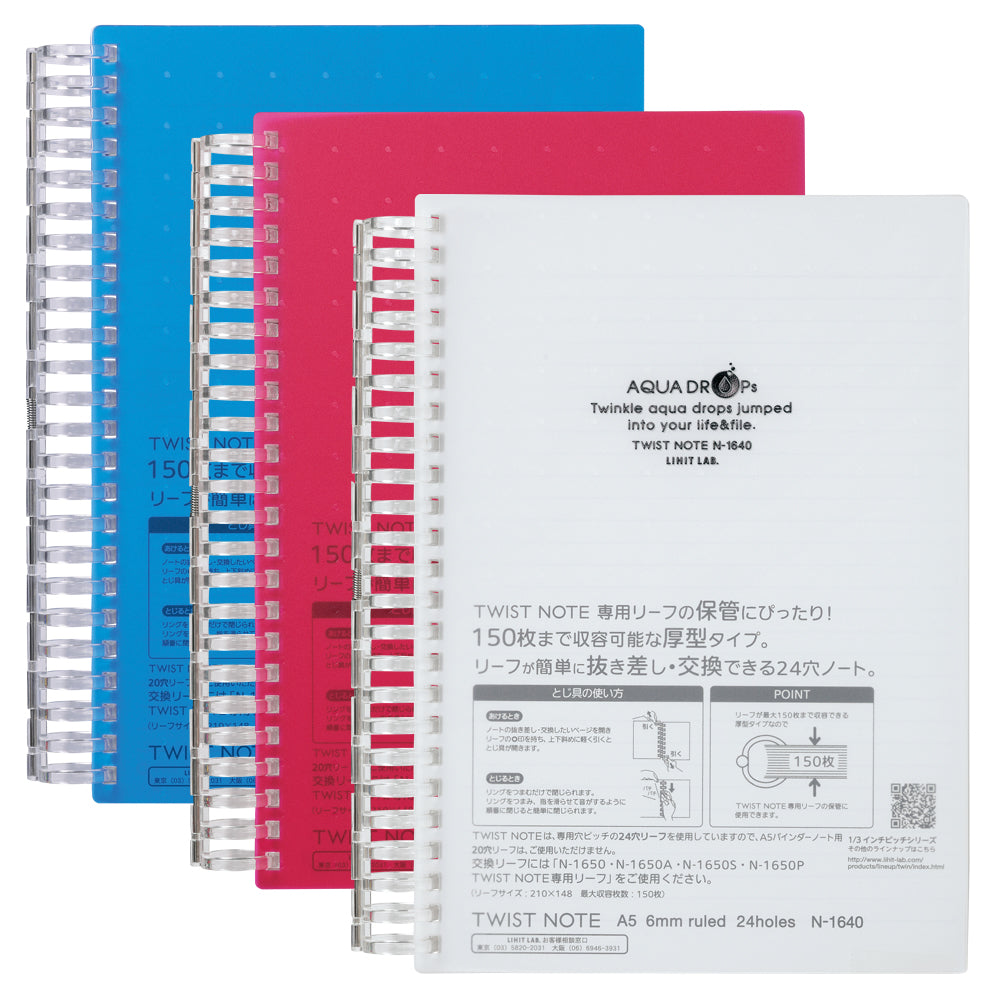 AQUA DROPs Twist Note <Extra Thick> A5 Leaf 100 sheets