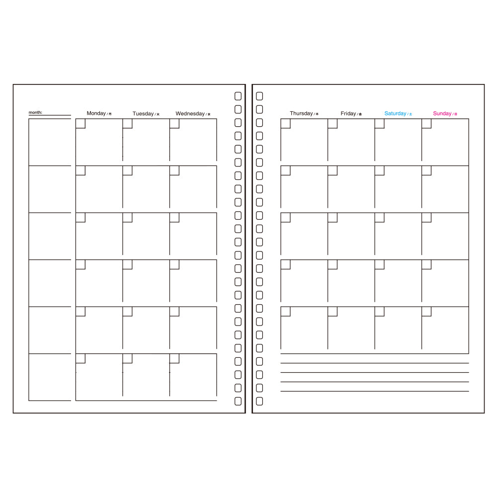 Open ring notebook/Twist notebook <Suitable leaf/Date free monthly> A5