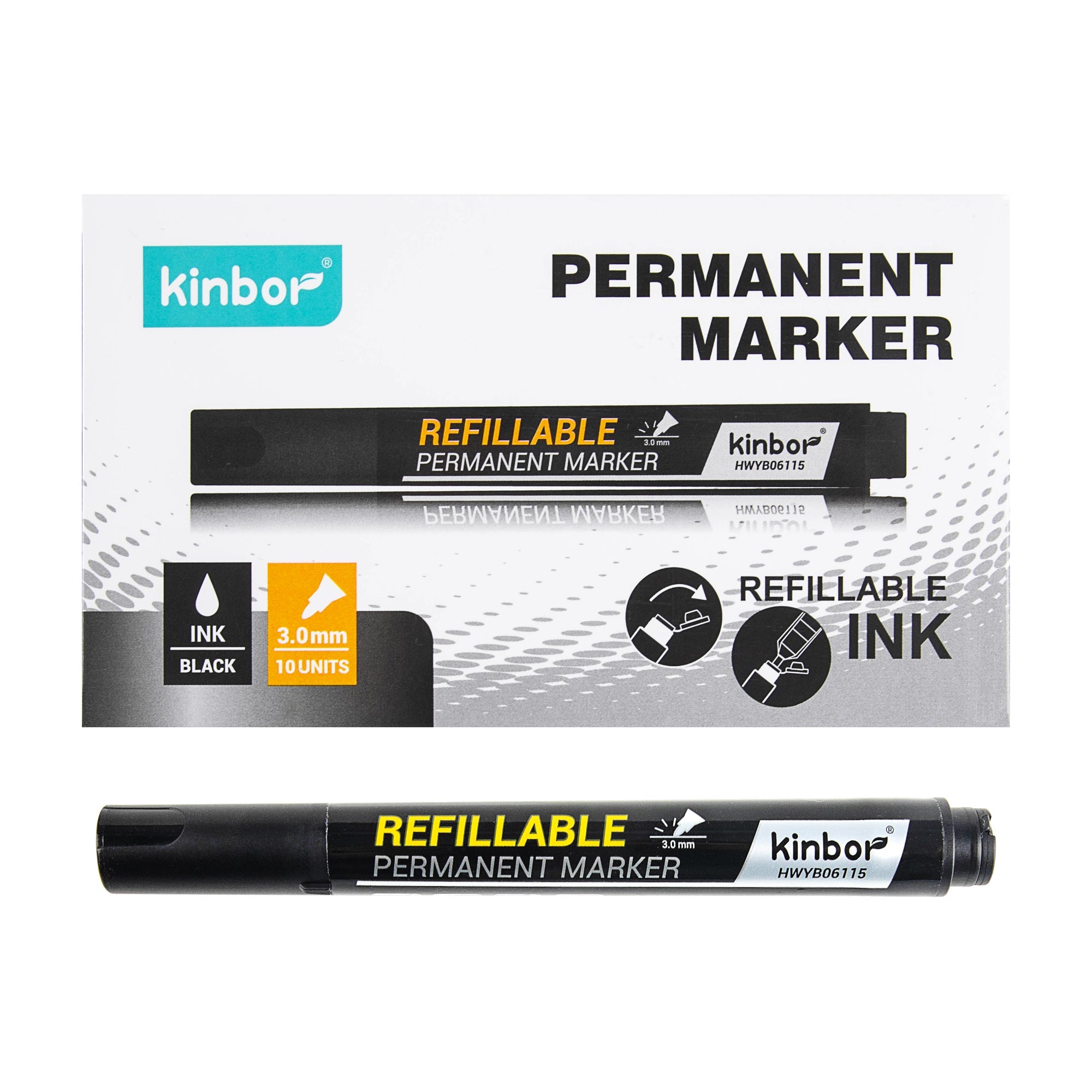 Kinbor Refillable Permanent Marker – HWYB06115 | Durable & Long-Lasting Ink