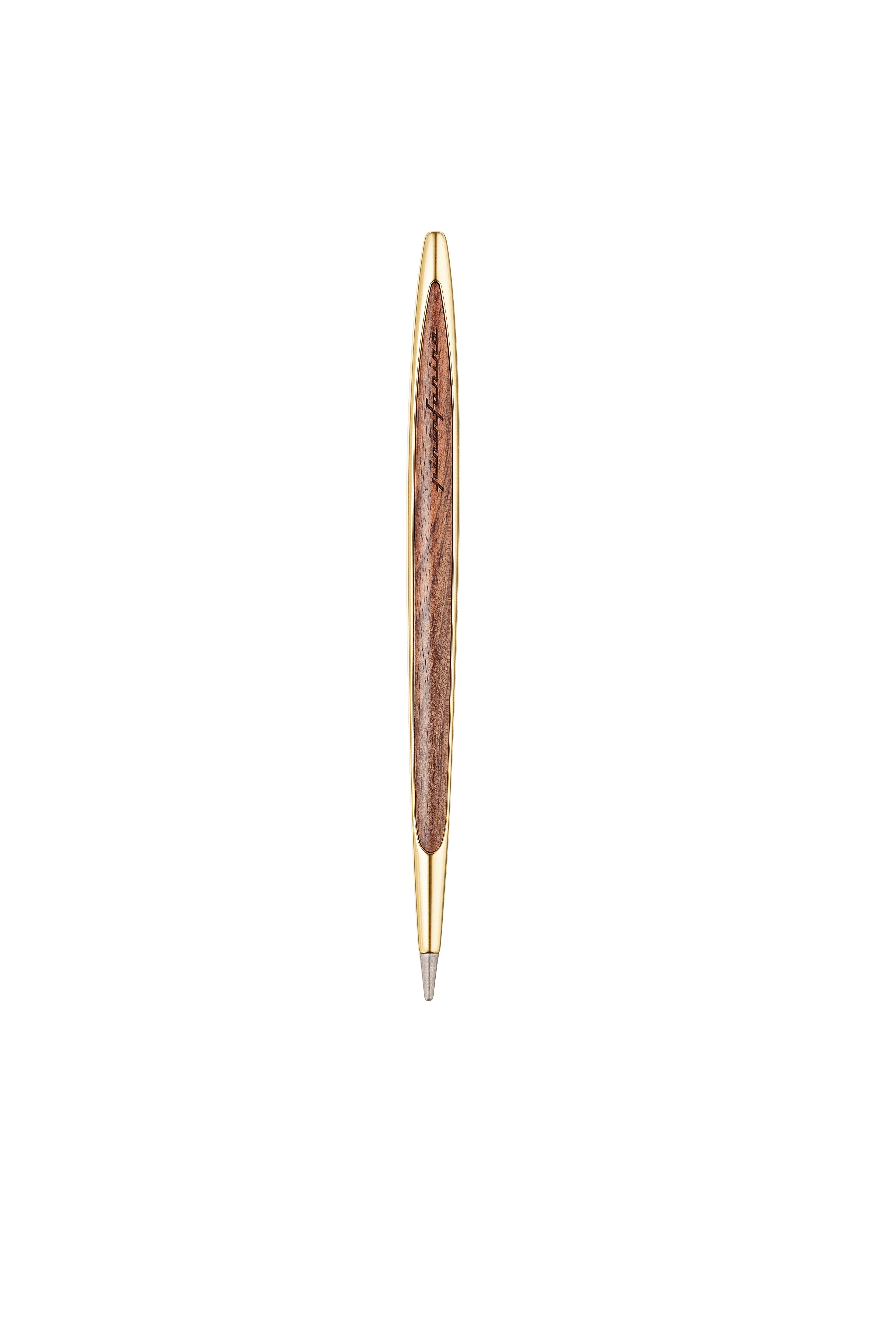 Pininfarina | Cambiano | Pale Gold | Classic Ethergraf metal alloy tip | Solid Wood Desk Stand