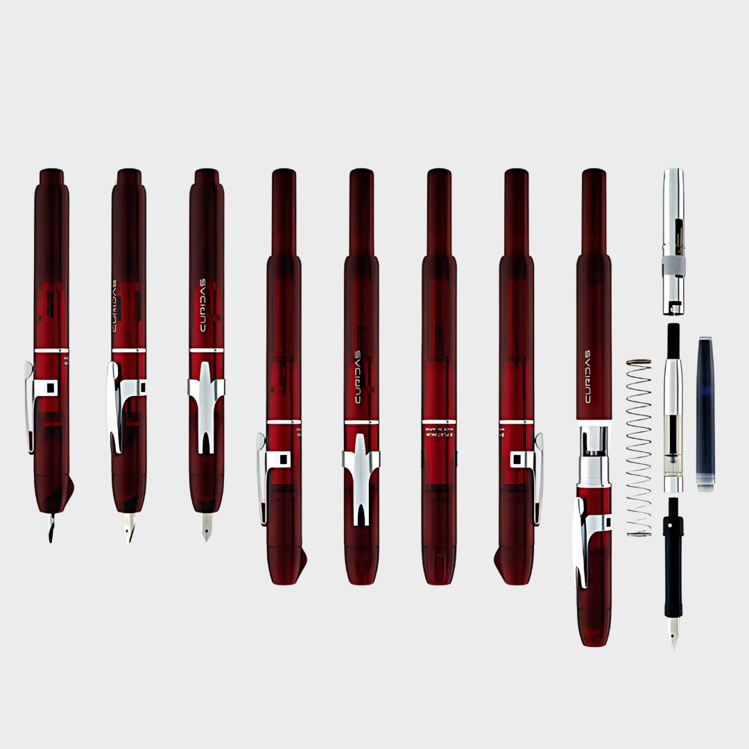 Platinum | Fountain Pen | Curidas | Knock-Type | With Box Packaging | Grand Red