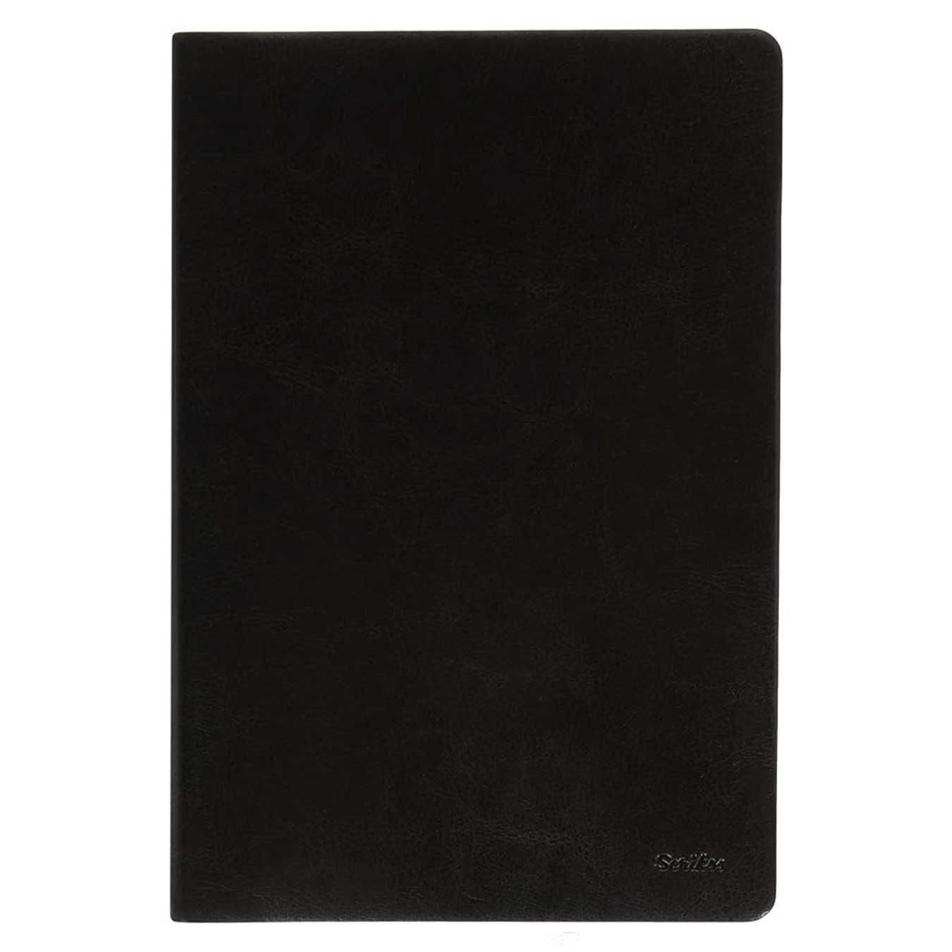 Scrikss | A5 Size | Blank Premium Notebook | Black Vinyl Leather Soft Cover | 100 gsm | Ivory Paper