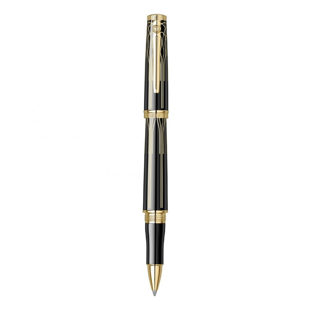 Scrikss | Heritage | Glossy Black | Roller ball Pen | 23k Gold Plated | 1.0mm