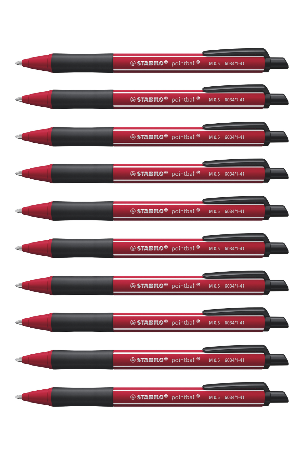Stabilo Pointball Naturecol Wildflower - Burgundy with Blue Ink Ballpoint Pen - Pack of 10