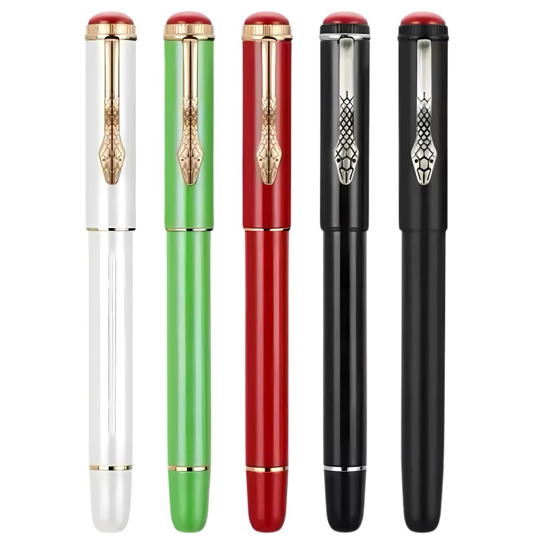Jinhao 025 Fountain Pen Extra Fine Nib – Retro Snake Clip Design, Smooth Writing Metal Pen with Ink Converter – Calligraphy & Daily Writing Gift for Collectors & Writers