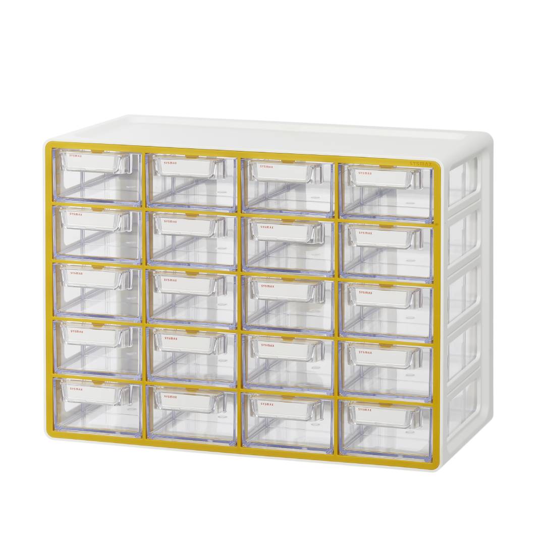 Sysmax | Multi Utility Storage Box | 20 Drawers | Organizer | Yellow | Up System | For Office & Home