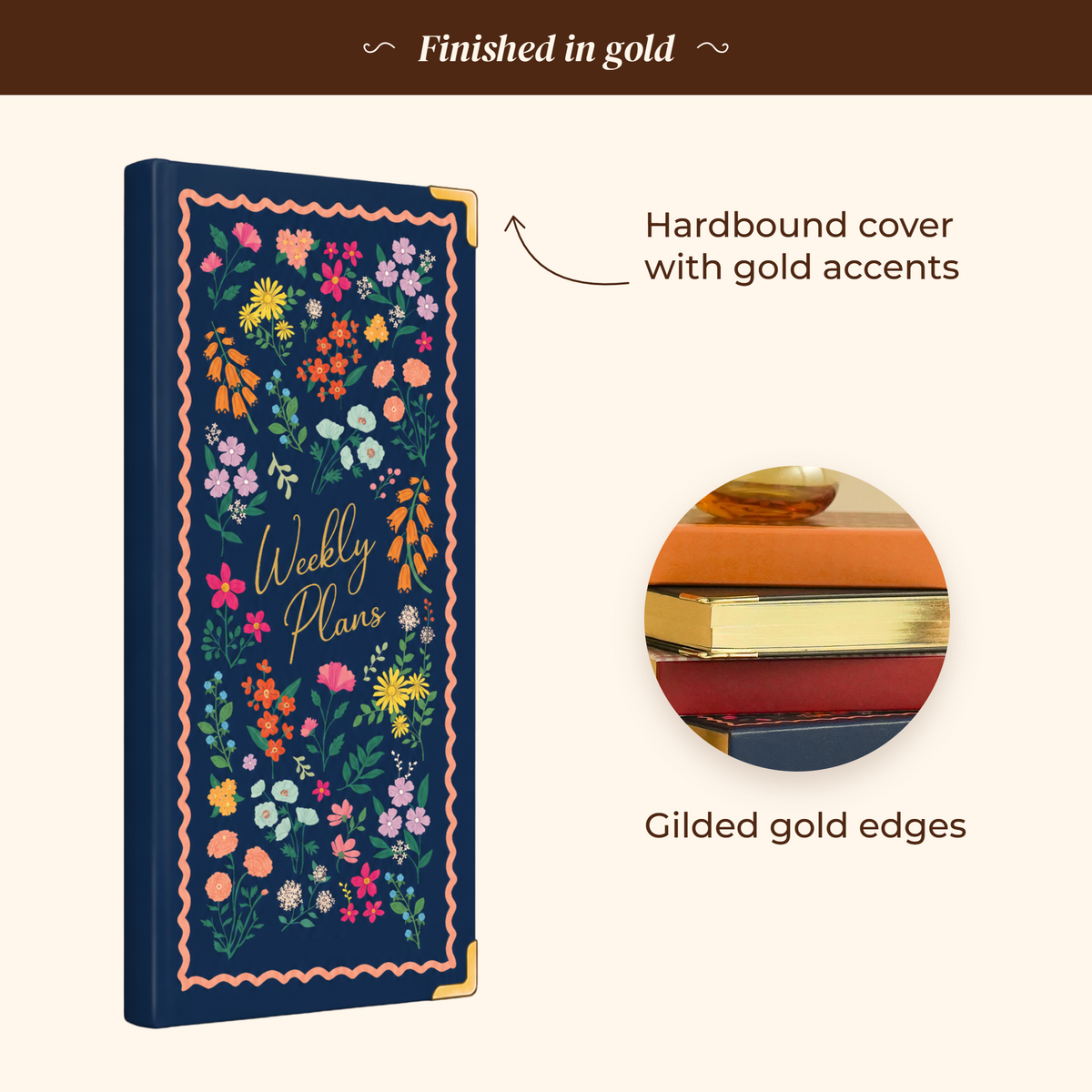 7mm Between The Lines Weekly Planner Pocket, Undated, 120 Pages- Midnight Meadow
