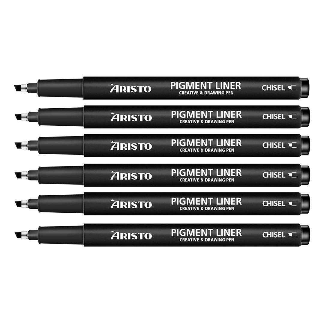Aristo | Pigment Liner | Chisel Tip | Set of 6 Pens