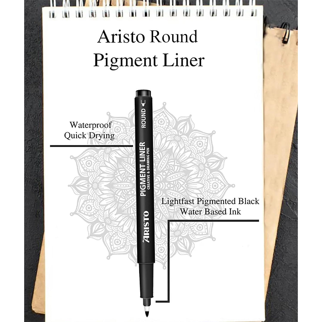 Aristo | Pigment Liner | 0.05, 0.1, 0.2, 0.3, 0.4, 0.5mm | Set of 6 Pens