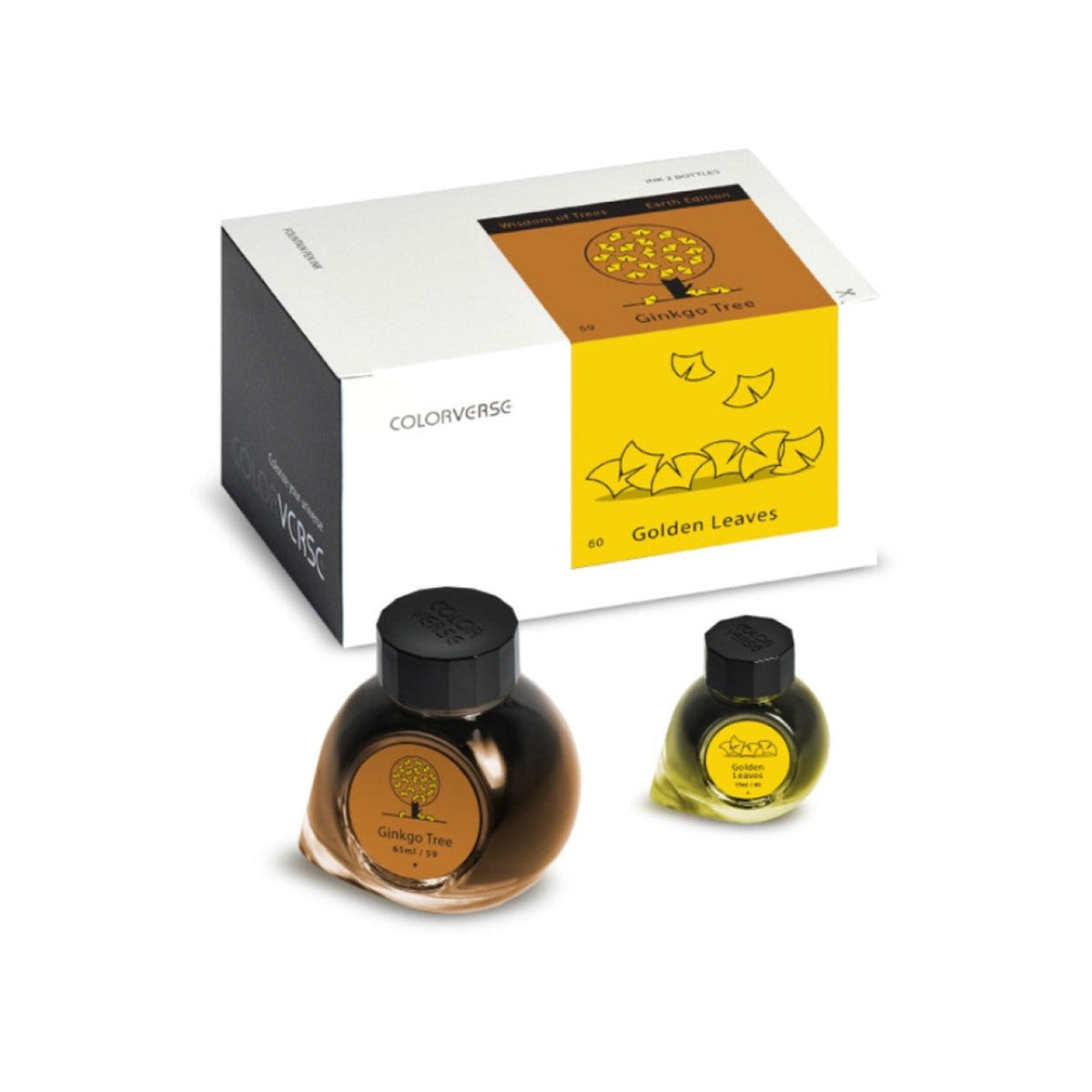 Colorverse Earth Edition Ginkgo Tree & Golden Leaves Fountain Pen Ink – 65ml & 15ml Set
