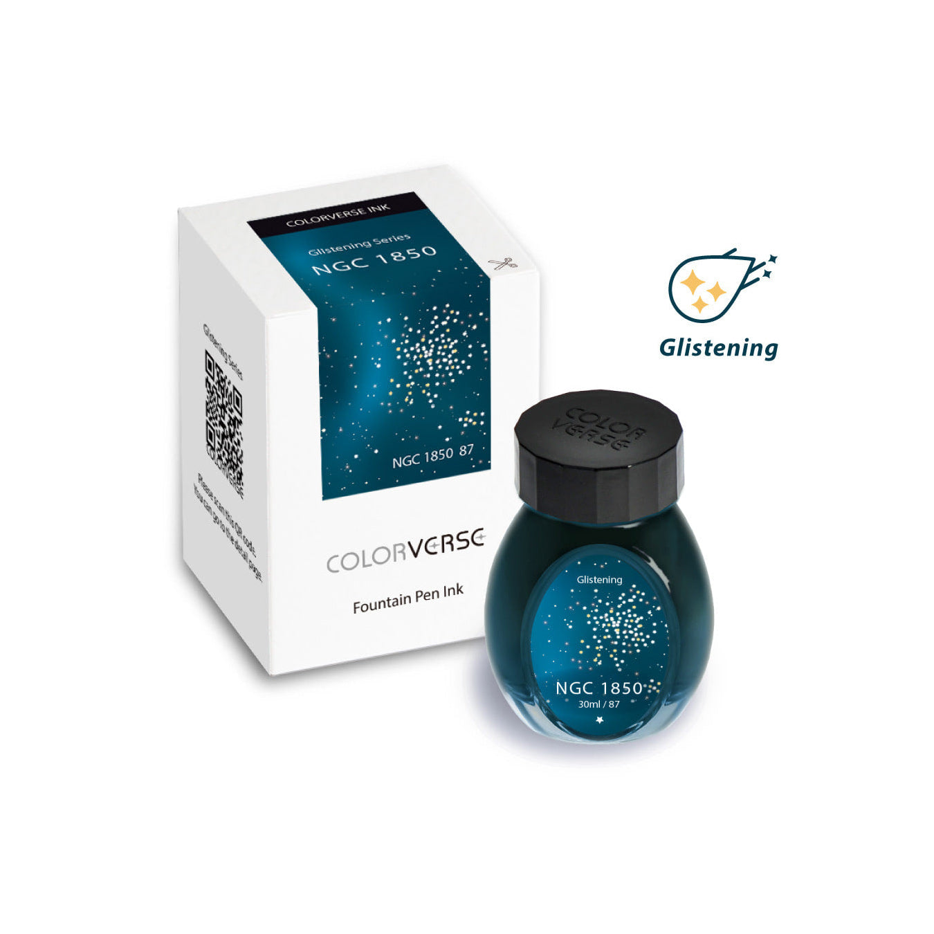 Colorverse | Blue | Fountain Pen Ink Bottled | Glistening Series | NGC 1850- 30ml.