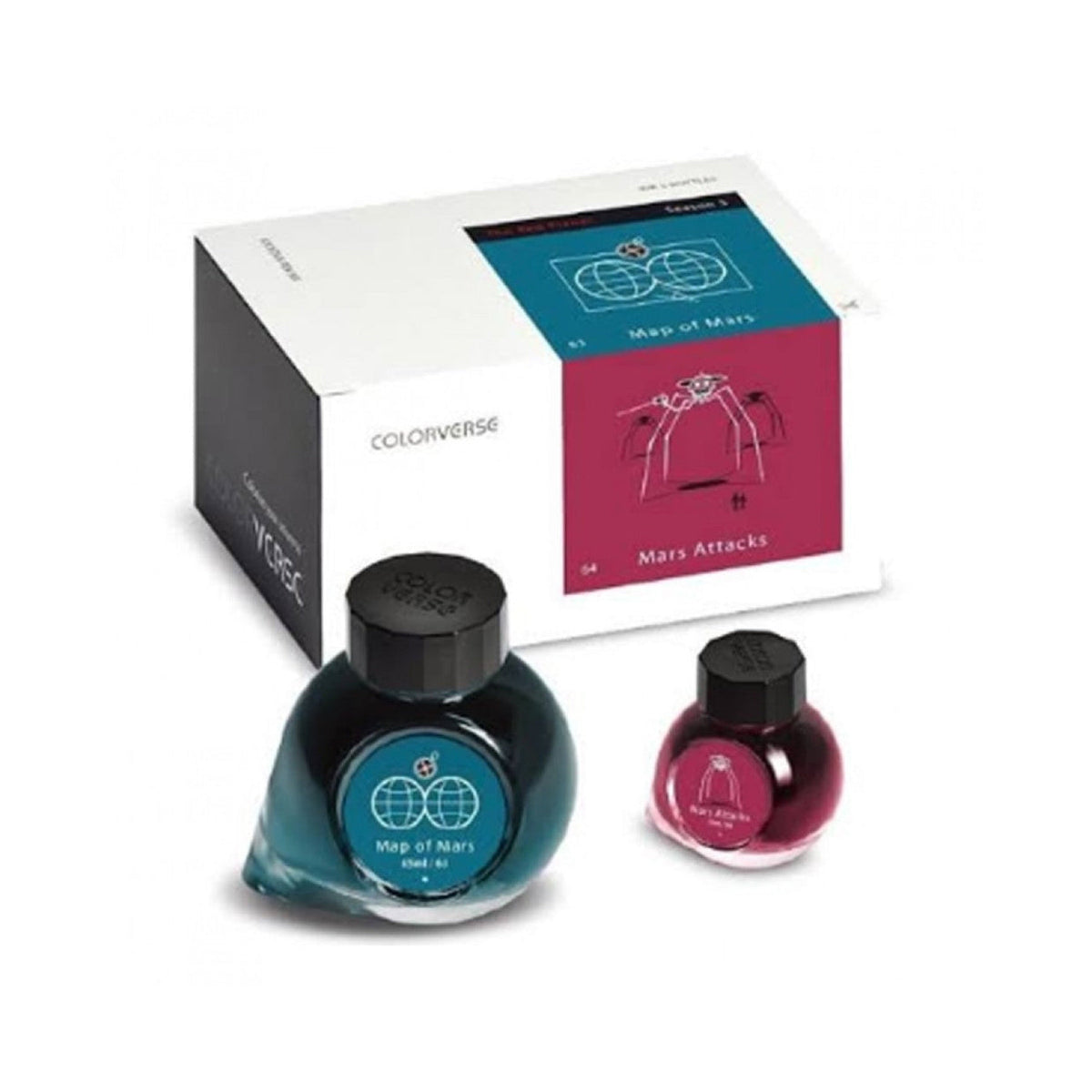 Colorverse The Red Planet Map Of Mars & Mars Attack Fountain Pen Ink – 65ml & 15ml Set