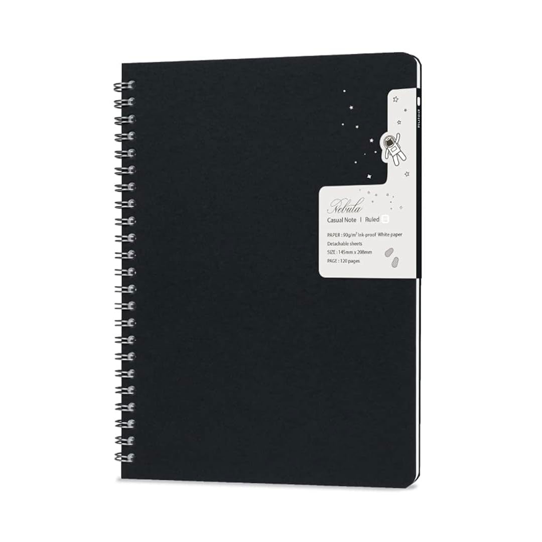 Colorverse | Nebula | Casual Series | Spiral Bound Notebook | Ruled | Black