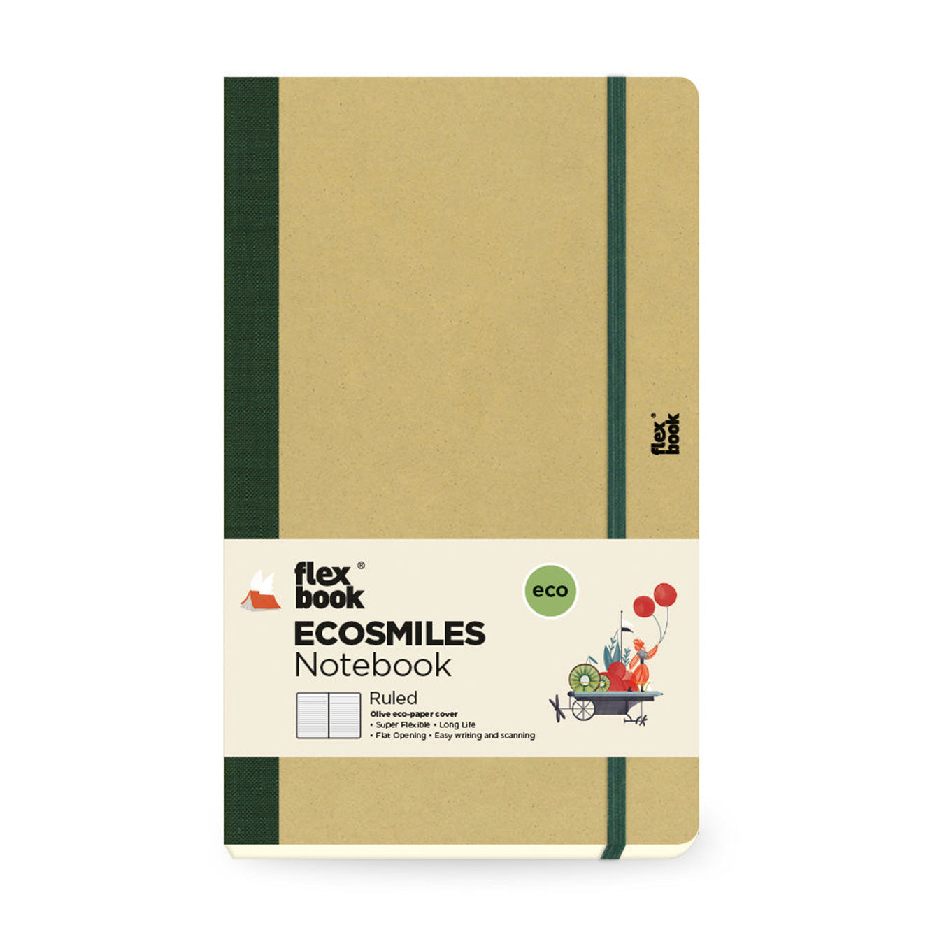 Flexbook | Ruled | Medium A5 Size Notebook | Olive | Ecosmiles Eco Series