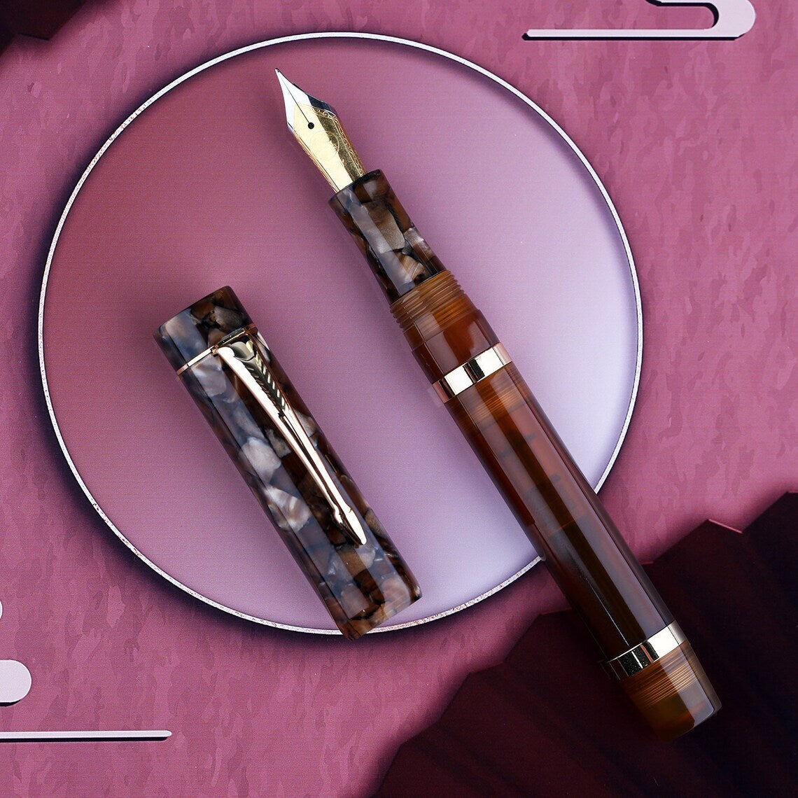 Moonman M700 Fountain Pen – BOCK Fine Nib, Acrylic Writing Pen with Converter