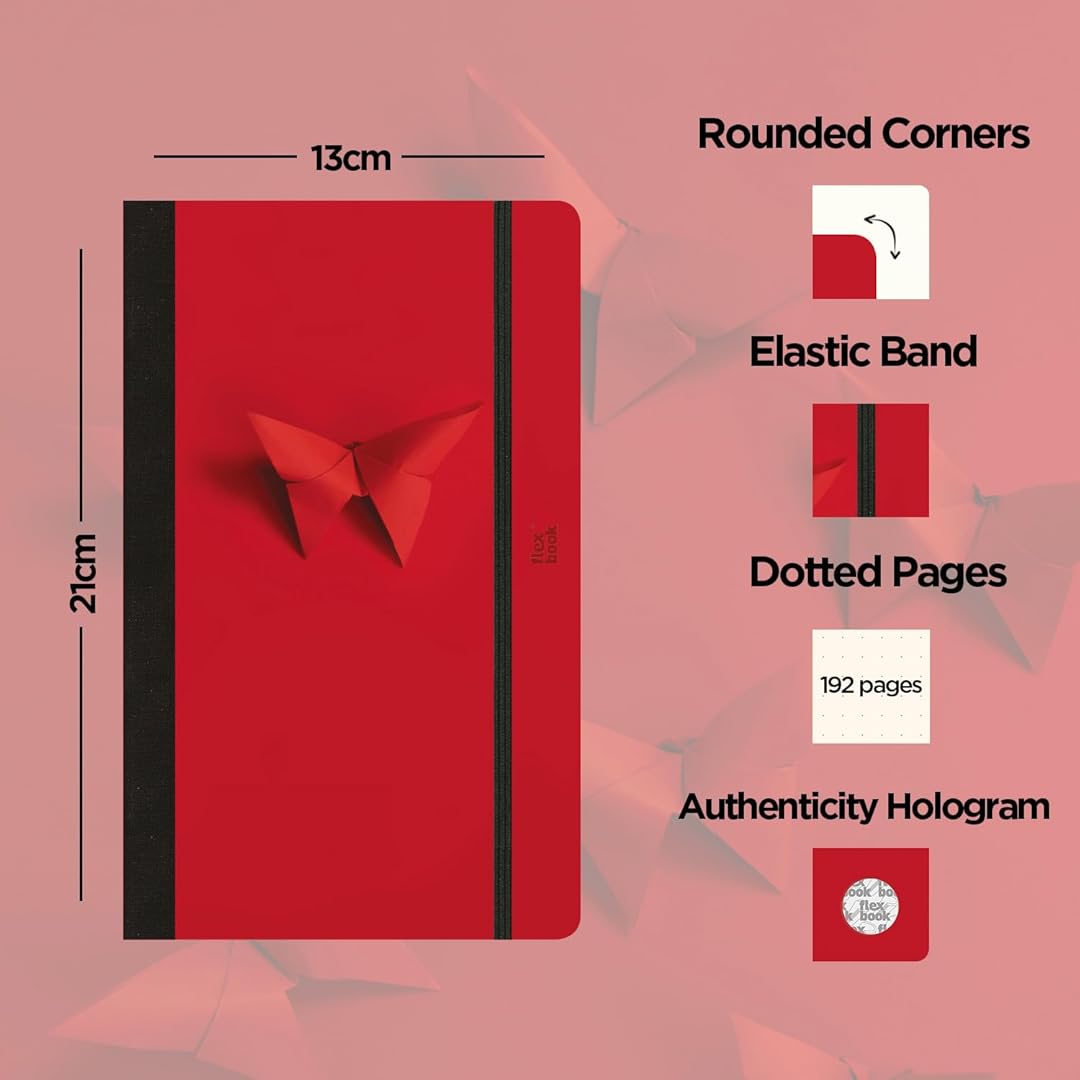 Flexbook | Dotted | Medium A5 Size Notebook | Red | 60 Years Special Edition
