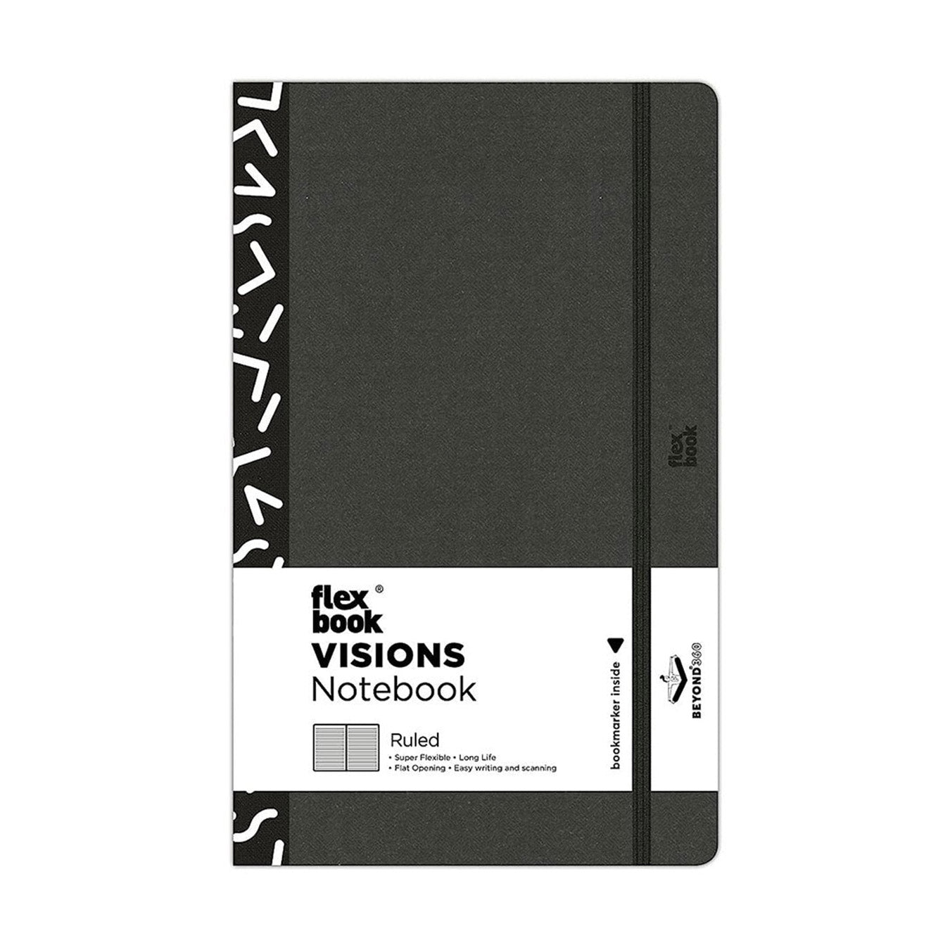 Flexbook | Ruled | Medium A5 Size Notebook | Black | Visions 'All Angles' Spine