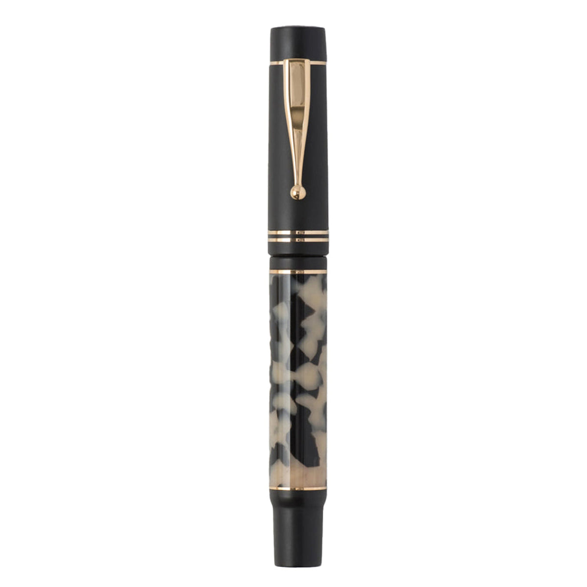 GIOIA Alleria Tramonto Sand Black Fountain Pen – Gold Trim
