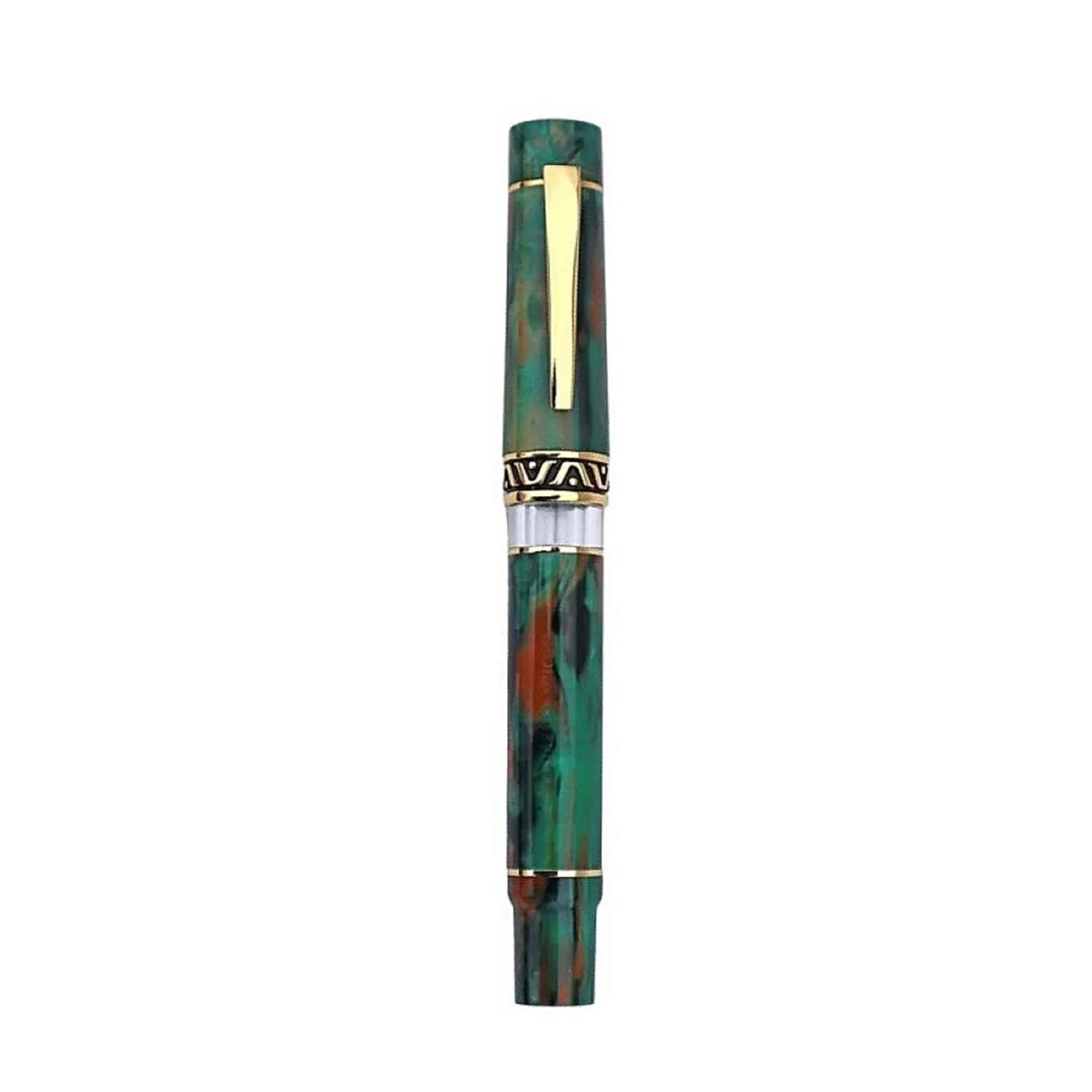 Gioia | Fountain Pen | Aragona Green | Marbled | Gold Trims | Medium Nib