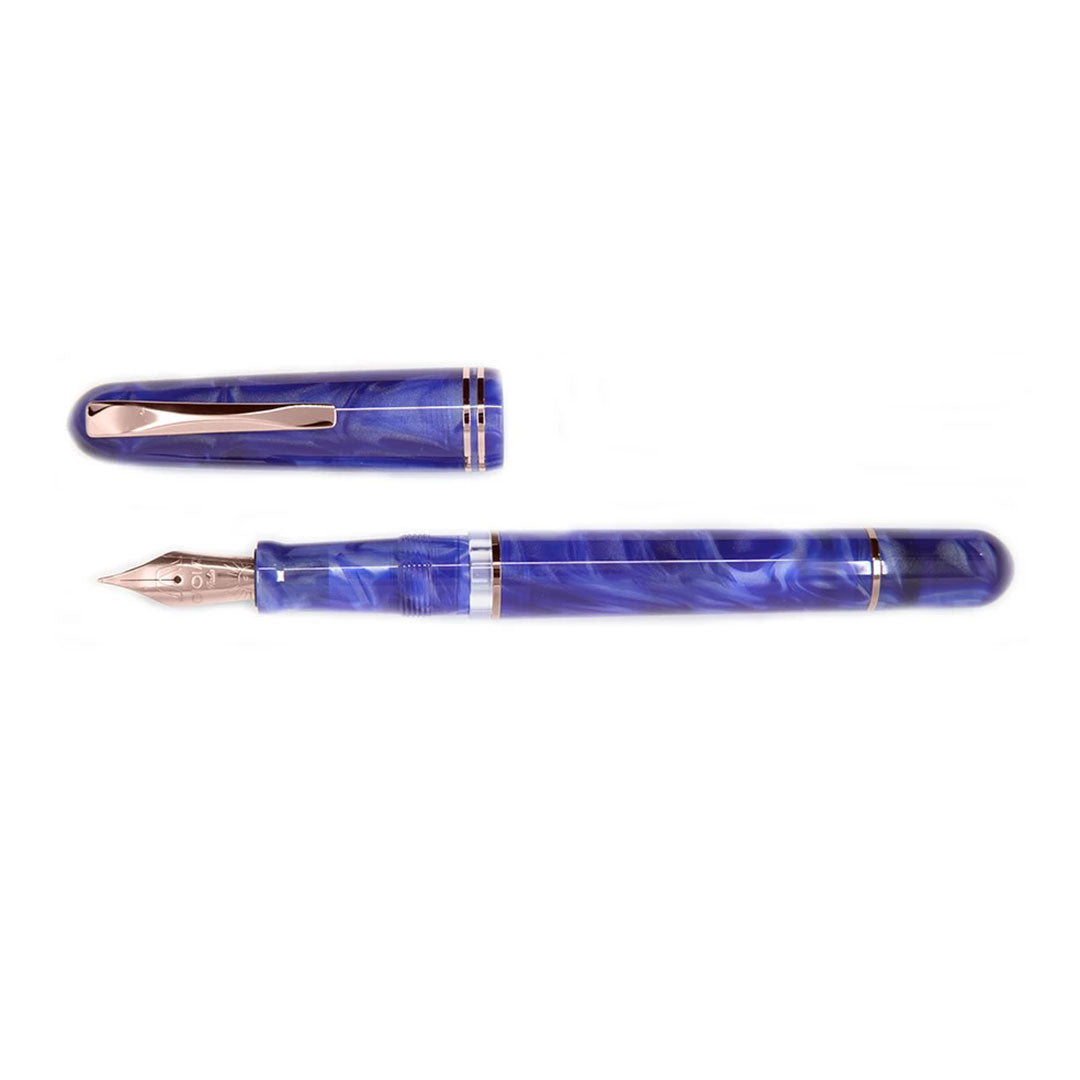 Gioia | Metis Fountain Pen | Blue Aesthetic | Rose Gold Trims | Broad Nib