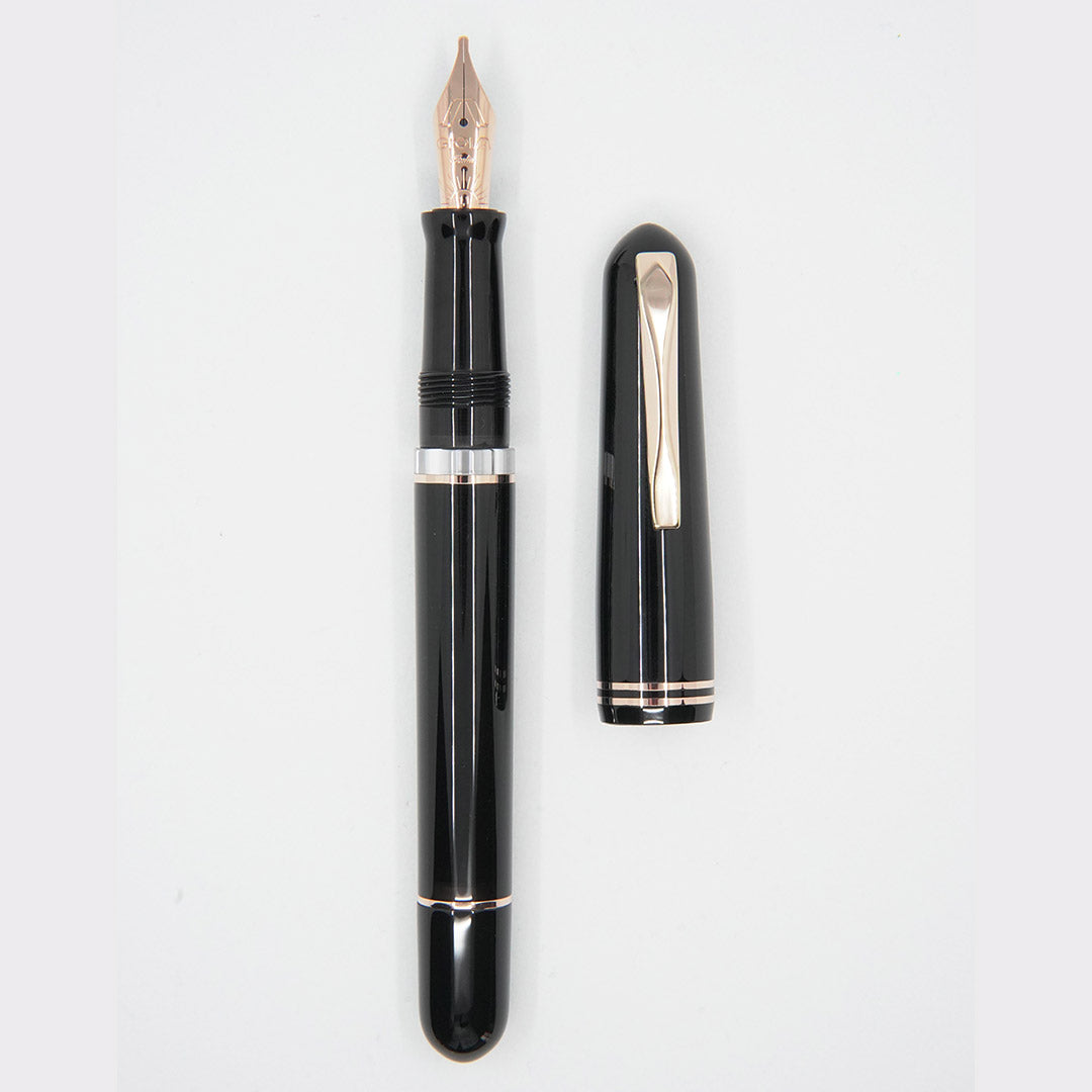 GIOIA Metis Classic Black Fountain Pen – Rose Gold Trim