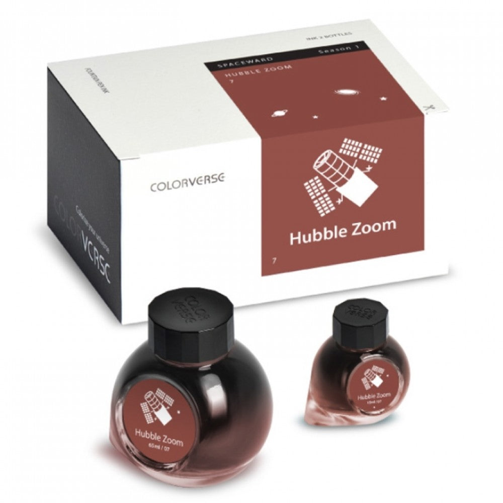 Colorverse | Spaceward Series | Season 1 | Fountain Pen Ink | Hubble Zoom | Brown | 65ml and 15ml | 2 Bottle Set - penpencilink