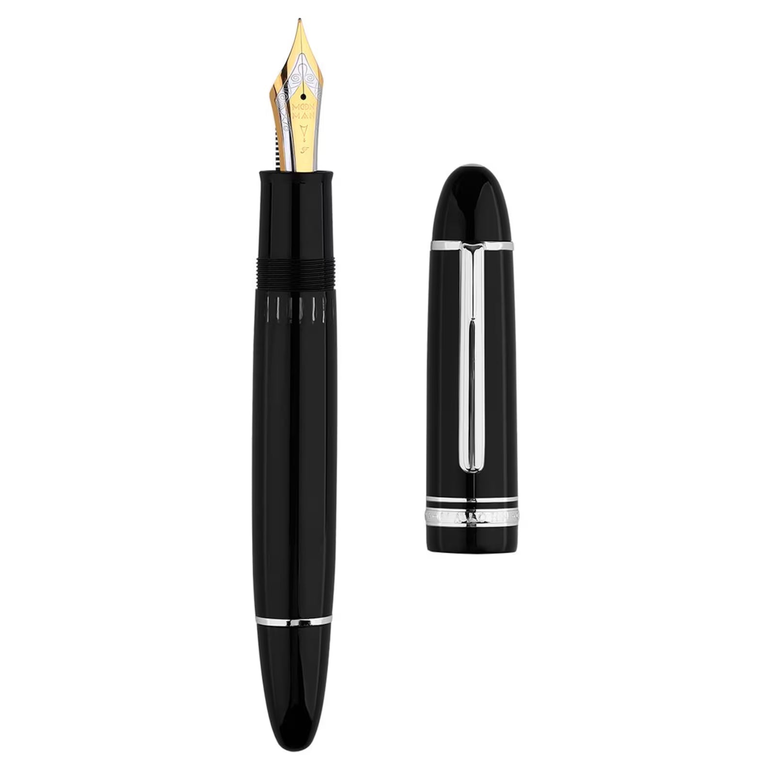 Moonman P141 Piston Fountain Pen – Size 8 Dual-Tone Fine Nib with Silver Trim & Clip – Resin Body – Multiple Colors – Bottled Ink Filling (No Ink Included)