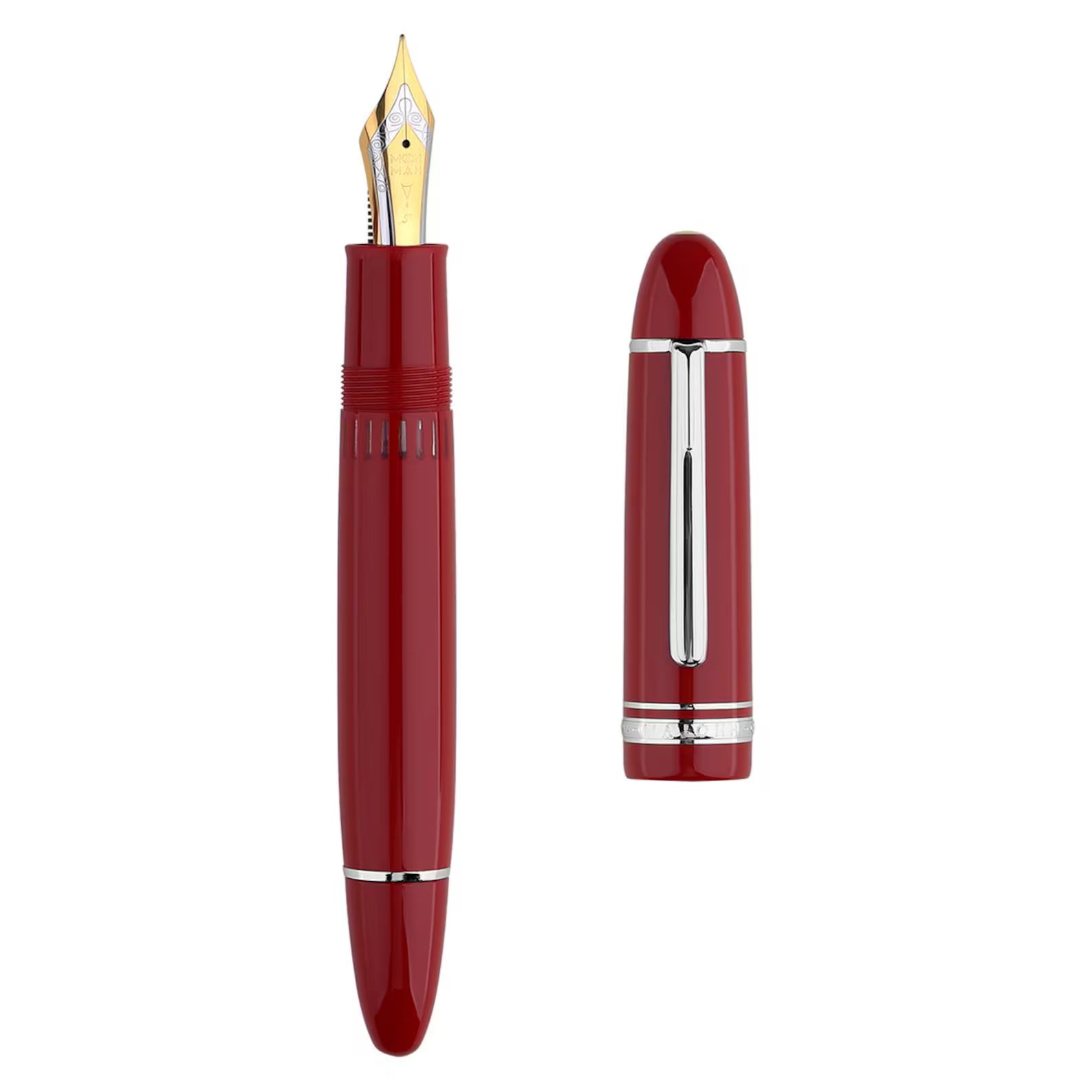 Moonman P141 Piston Fountain Pen – Size 8 Dual-Tone Fine Nib with Silver Trim & Clip – Resin Body – Multiple Colors – Bottled Ink Filling (No Ink Included)