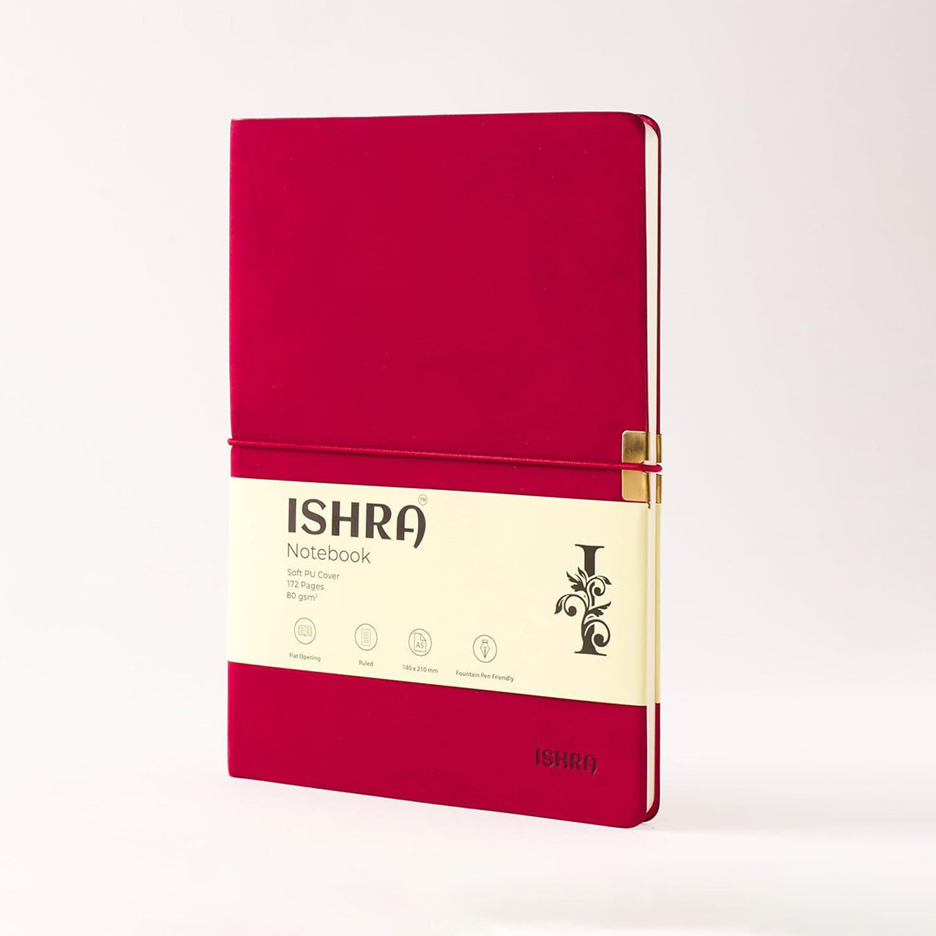 ISHRA A5 Size Ruled Notebook | Ideal Note Book Journal Diary for Work Office Writing Journaling Note Taking Travel | Red Soft Cover| 172 Pages | 80gsm | Fountain Pen Friendly Paper