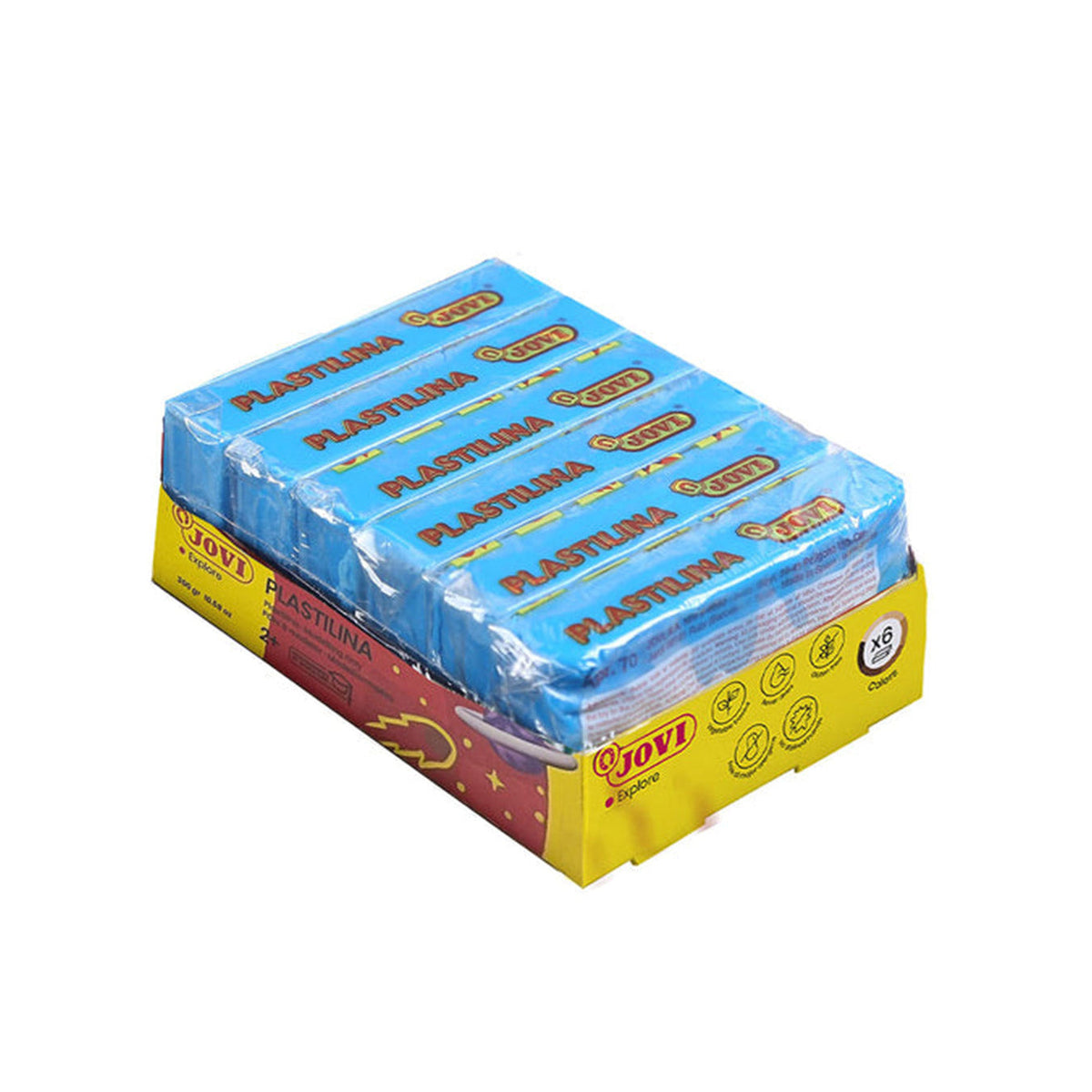Jovi Plastilina Light Blue Non-Drying Modelling Clay for Art & Craft Pack of 6 Bars - 50gms Each Non-Toxic Gluten Free Fine Motor Skills, Moulding, Pottery Sculpting Project Work with Dough