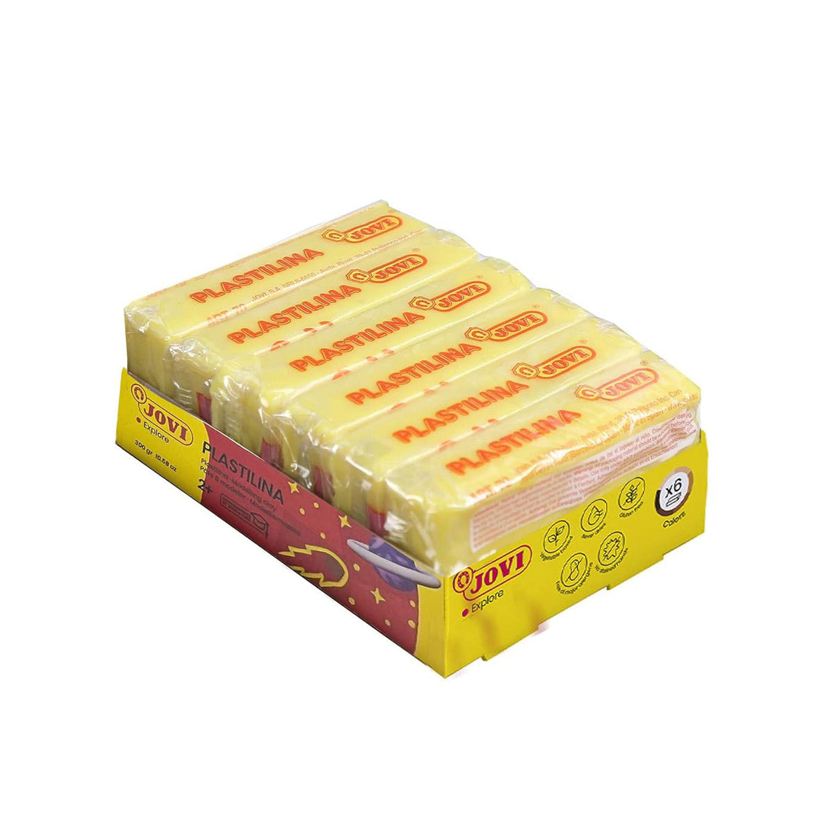 Jovi Plastilina Yellow Non-Drying Modelling Clay for Art & Craft Pack of 6 Bars - 50gms Each Non-Toxic Gluten Free Fine Motor Skills, Moulding, Pottery Sculpting Project Work with Dough