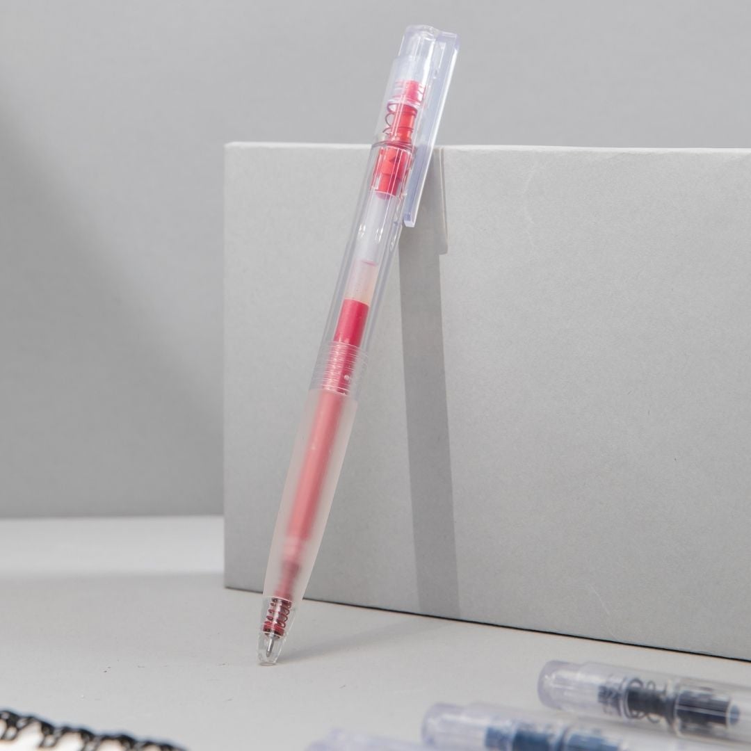 K7 transparent Gel Ink Pen 0.5mm - INDOFUTURE - K7-Red - Gel Pens