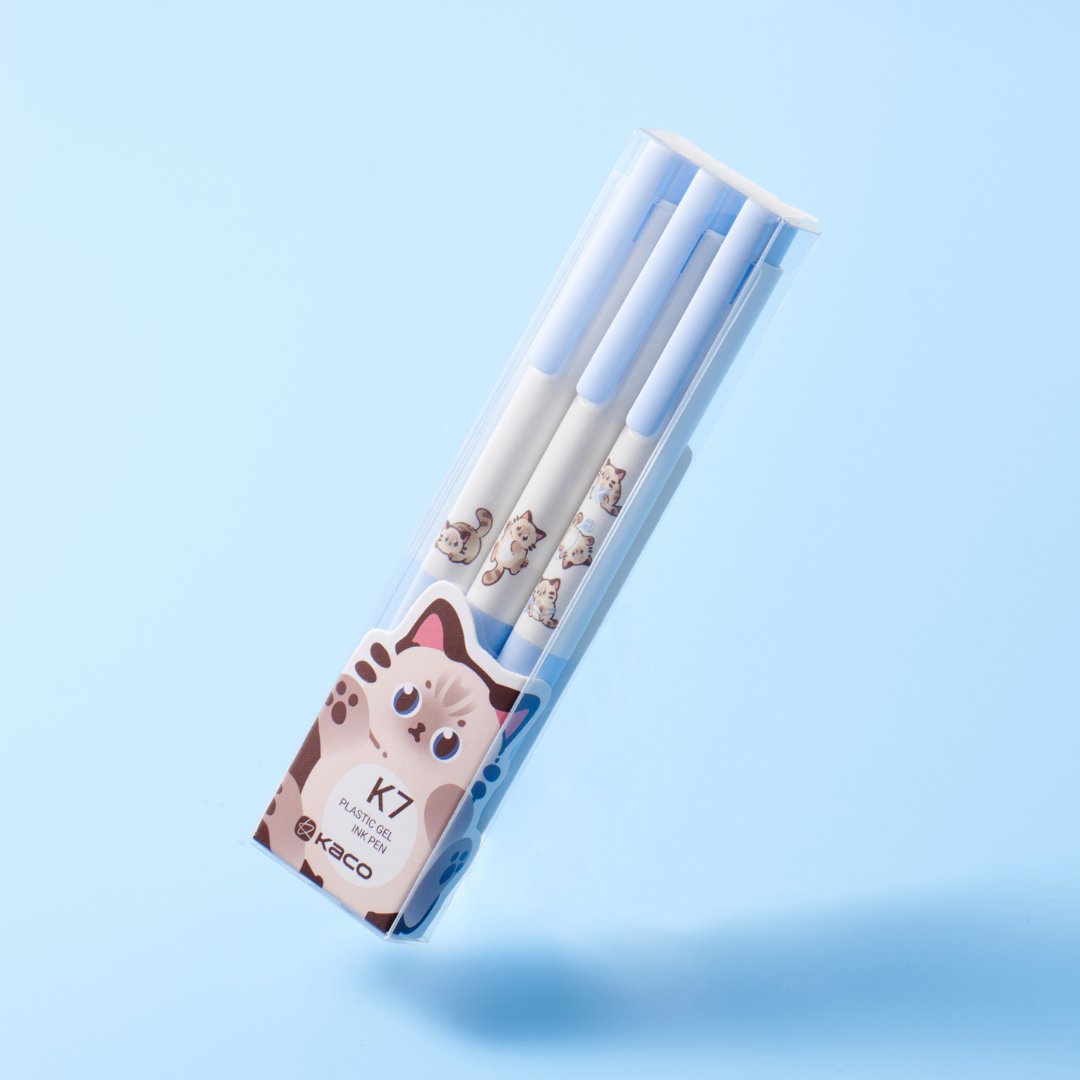 Kaco | Gel Pens | 0.5mm | Black Ink | K7 | Animal Print | Pack of 3