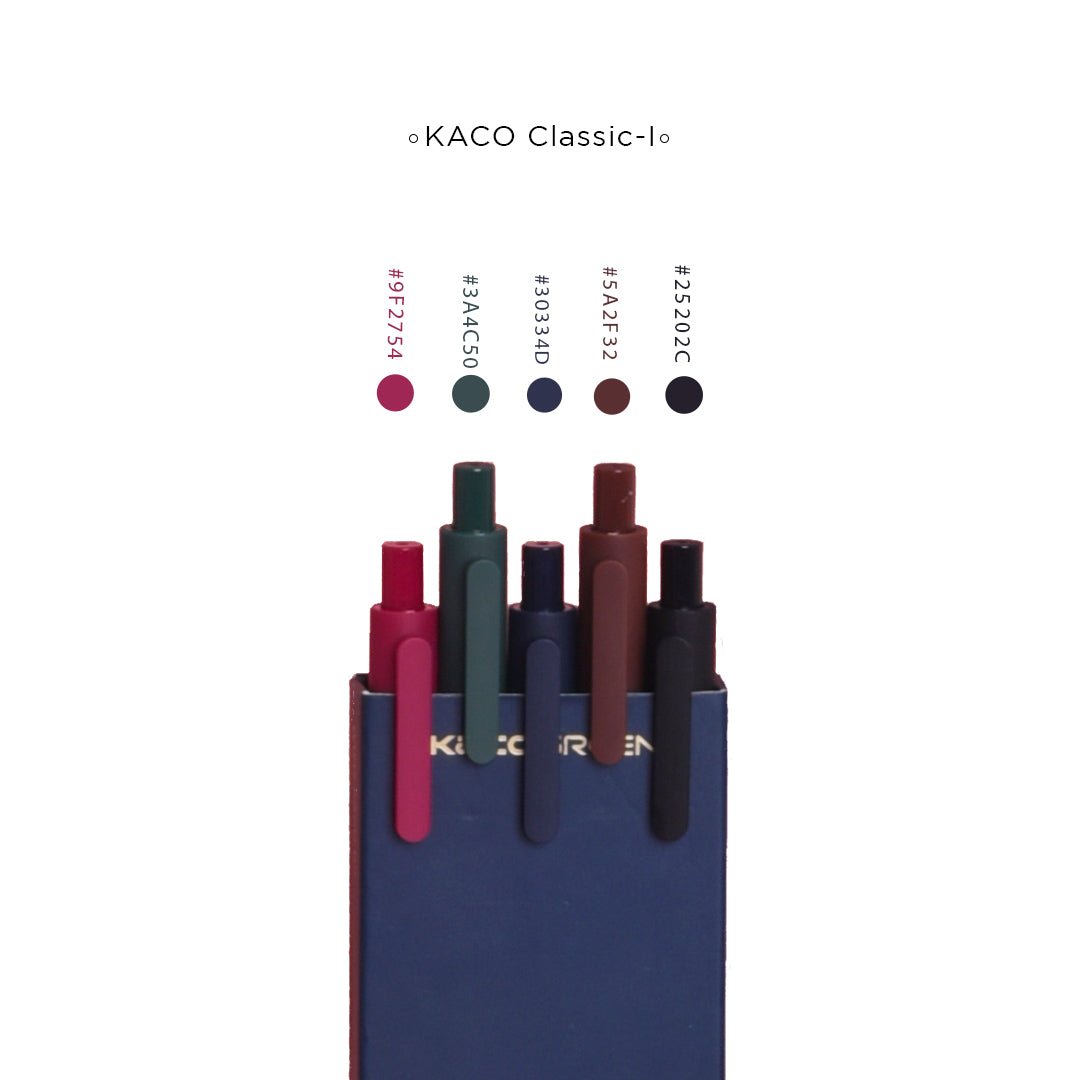 Kaco Pure Macaron Gel Pens - Set of 5 - Assorted colours 0.5mm - INDOFUTURE - Pure-Classic I - Gel Pens