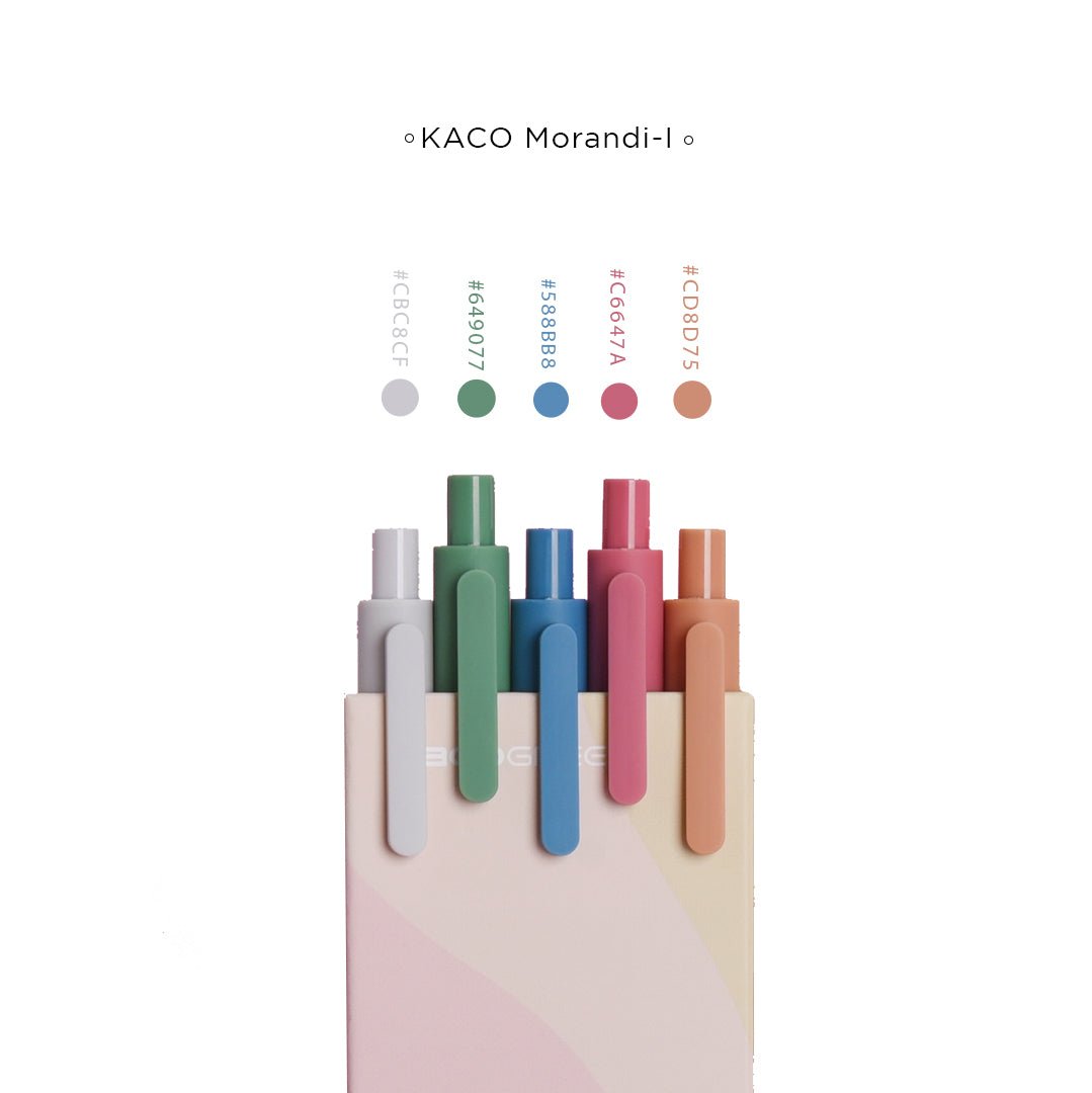 Kaco Pure Macaron Gel Pens - Set of 5 - Assorted colours 0.5mm - INDOFUTURE - Pure-Mornadi I - Gel Pens