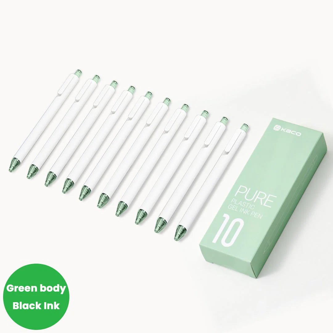 Kaco Pure Soft Touch Candy Black Ink Gel Pens - Pack of 10 - INDOFUTURE - Gel Pens