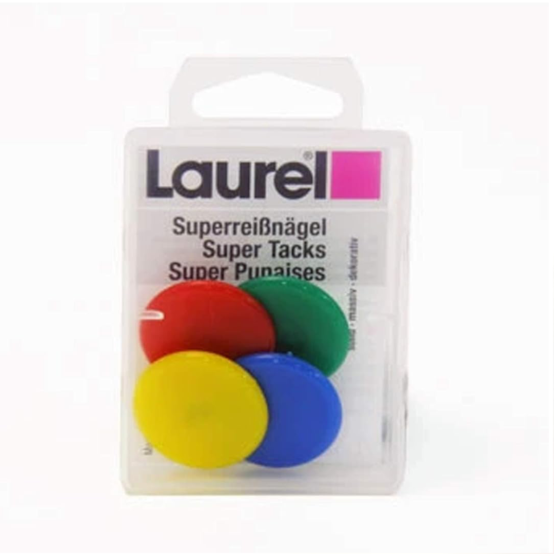 Laurel | Super Drawing Pin | Assorted Colours | 30mm | 4 Pieces