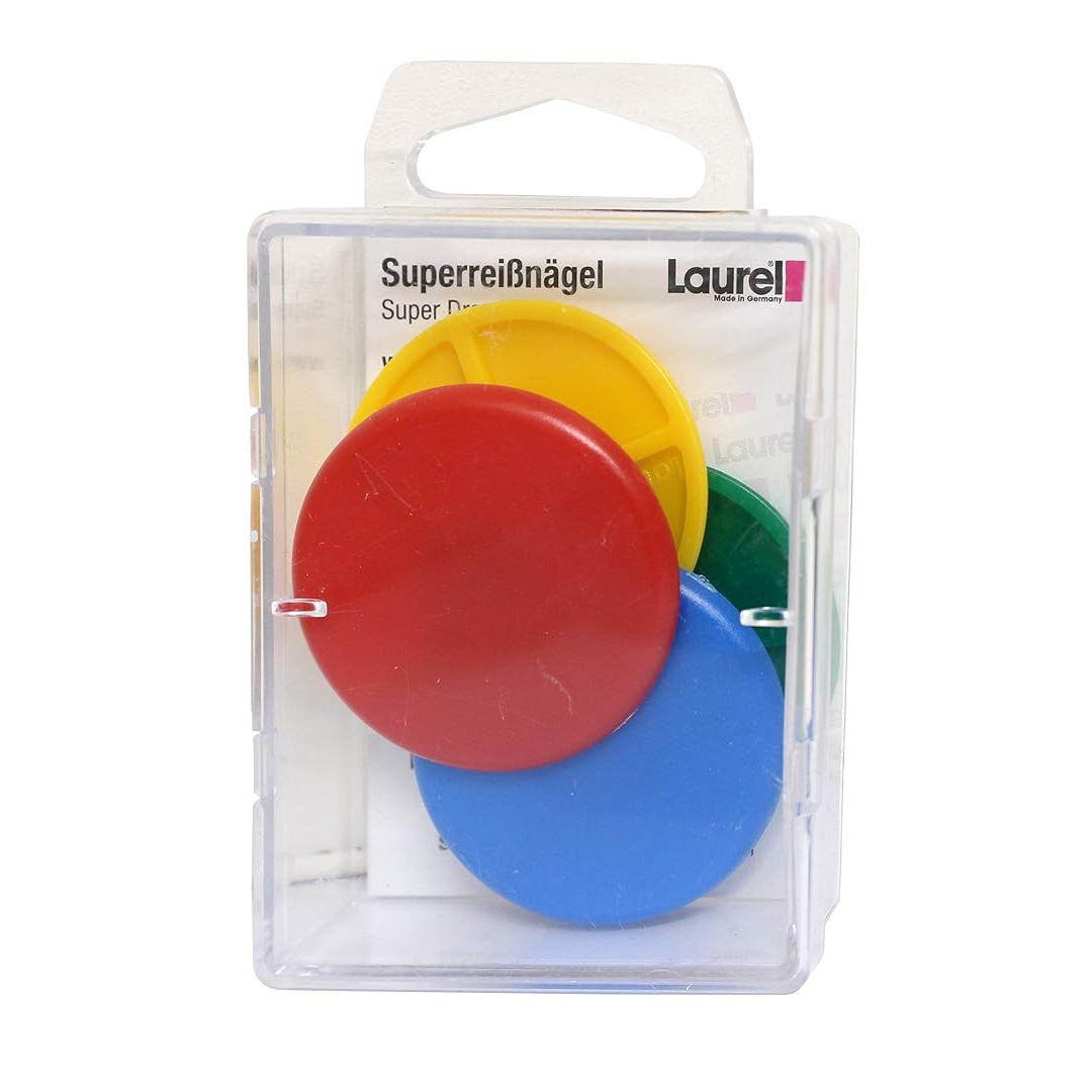 Laurel | Super Drawing Pin | Assorted Colours | 40mm | 4 Pieces