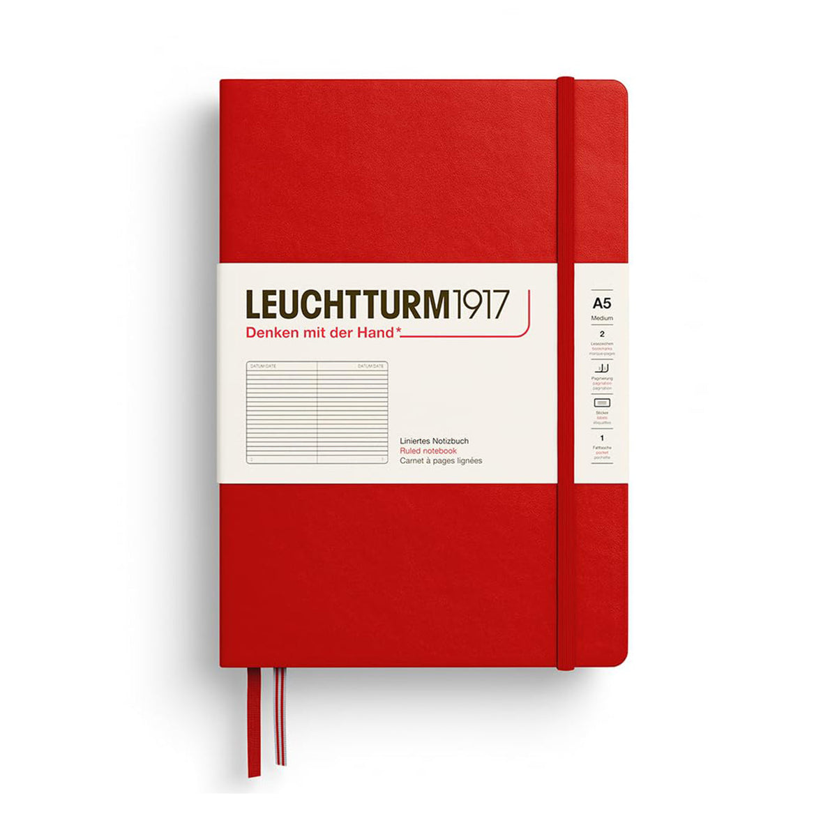 LEUCHTTURM1917 Hardcover Notebook Medium (A5), Ruled, 251 Pages - Cherry