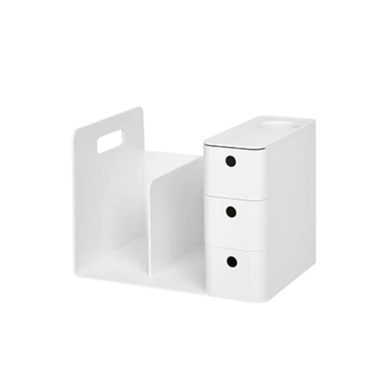 Litem | Combo Book Rack with 3 Drawers| 2 Bookshelf| 1 Pen Stand | White