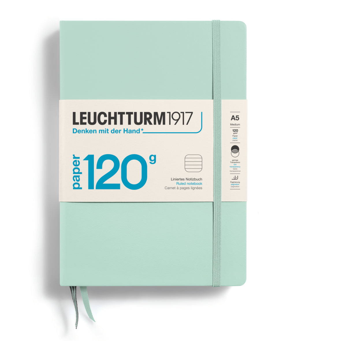 LEUCHTTURM1917 120G Edition Hardcover Notebook Medium (A5), Ruled, 203 Pages - Mint Green