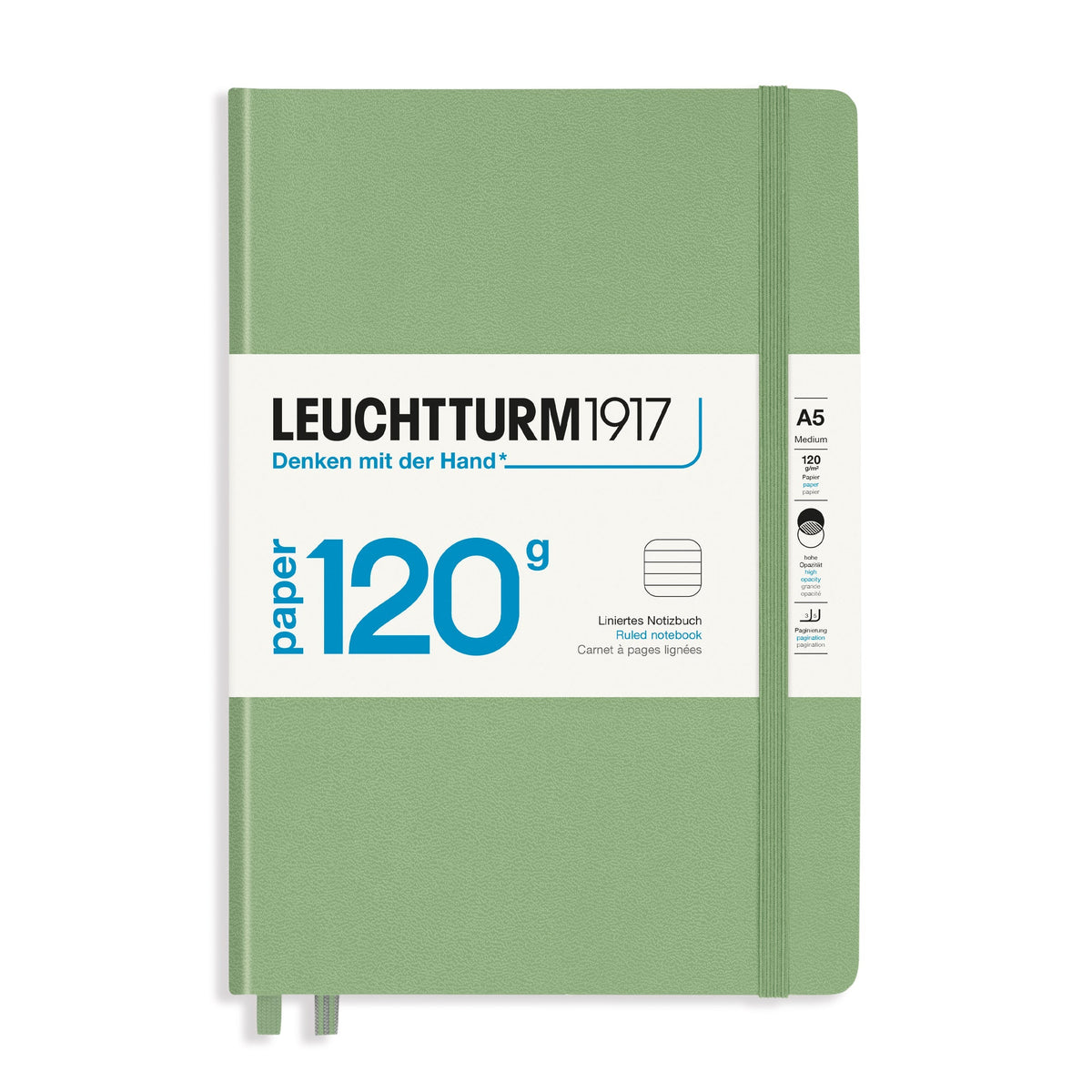 LEUCHTTURM1917 120G Edition Hardcover Notebook Medium (A5), Ruled, 203 Pages - Sage