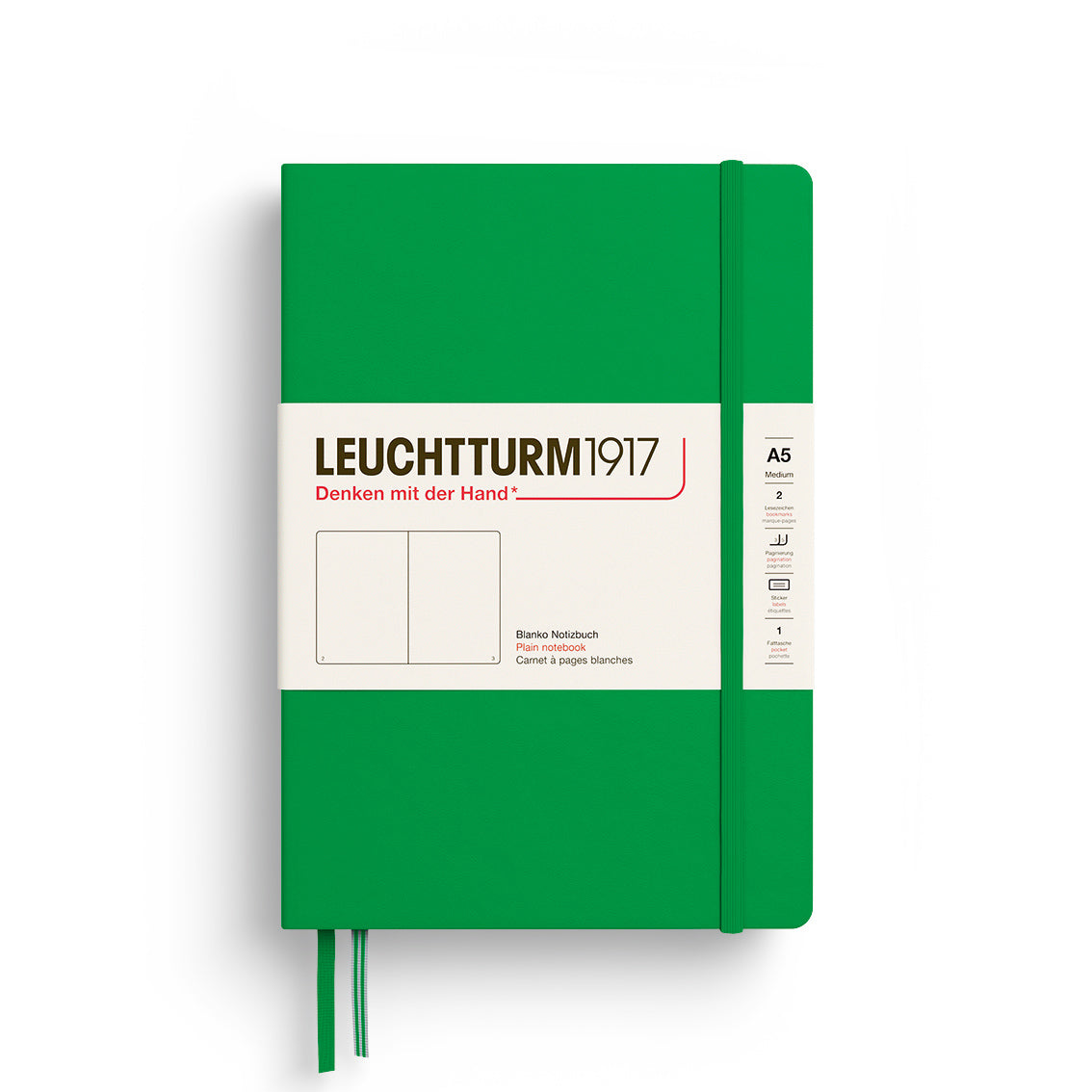 LEUCHTTURM1917 Hardcover Notebook Medium (A5), Plain, 251 Pages - Spring Leaf