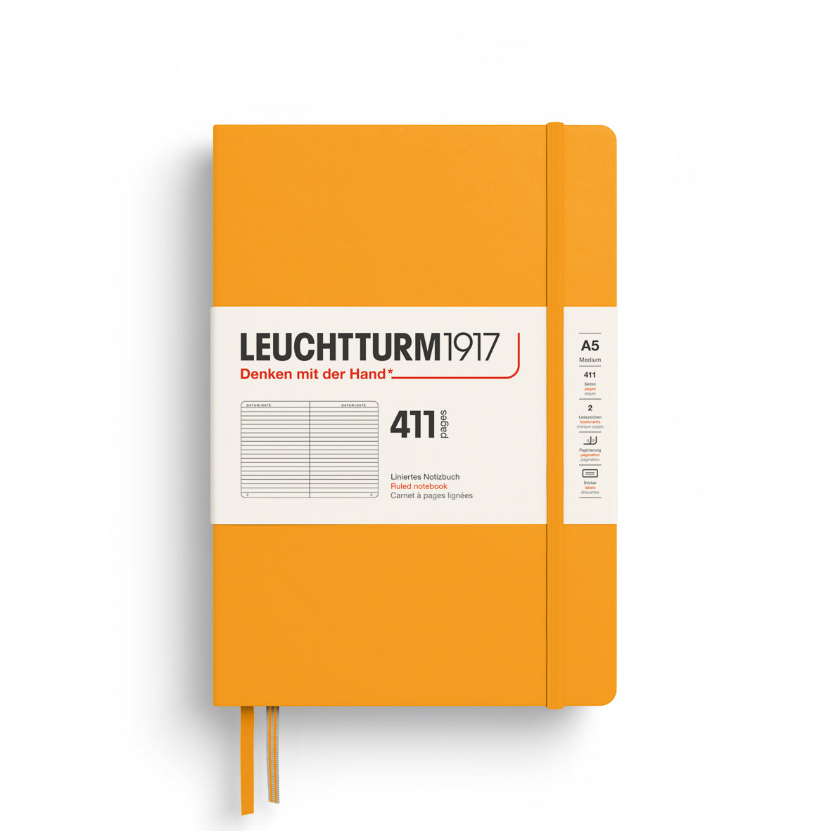 LEUCHTTURM1917 Hardcover Notebook Medium (A5), Ruled, 411 Pages - Rising Sun